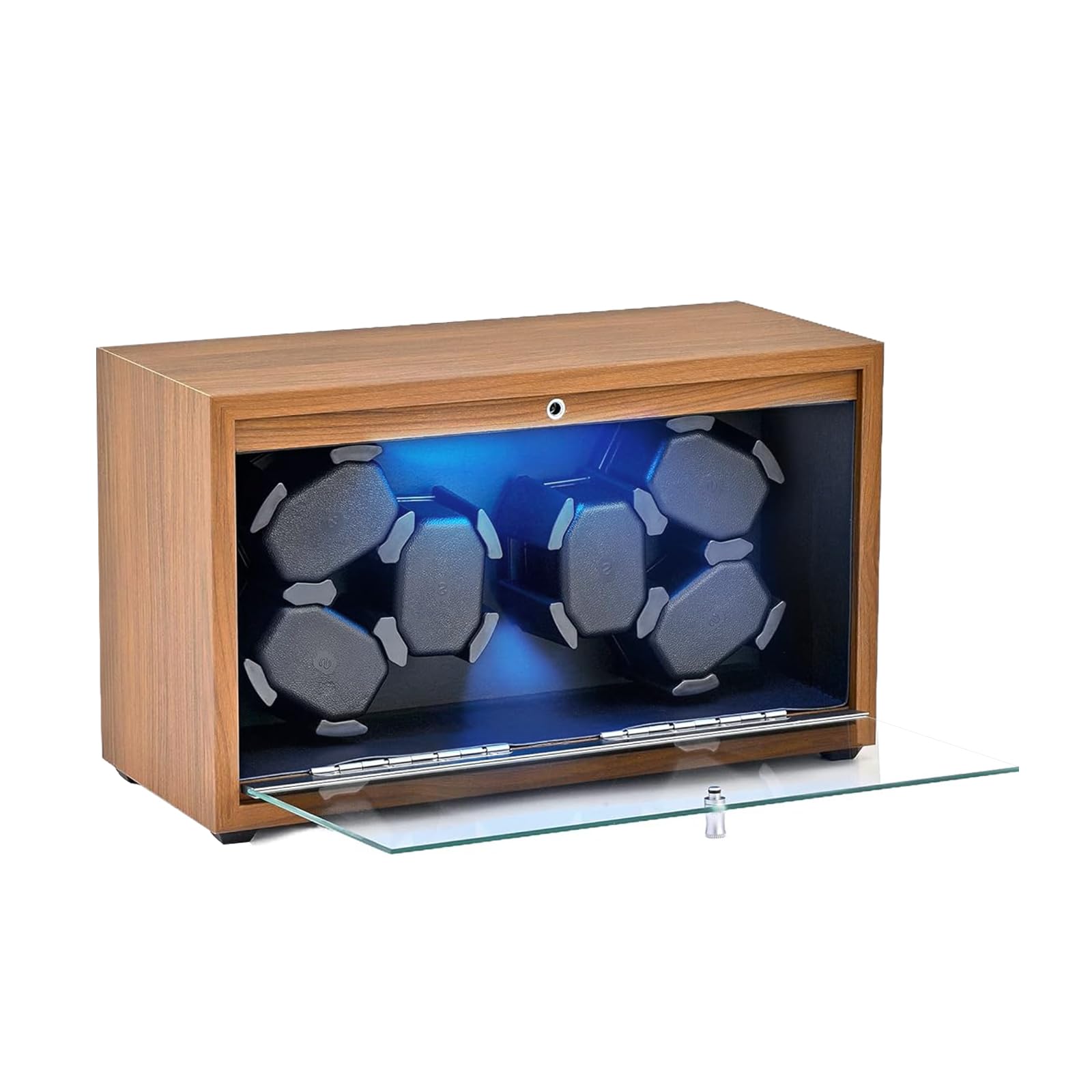 6-Slot Automatic Watch Winder with Serenity Backlight - Super Quiet Motor, USB Powered Wooden Watch Case with Soft Pillows for Men & Women | Perfect for Watch Collection Storage, Display & Maintenance