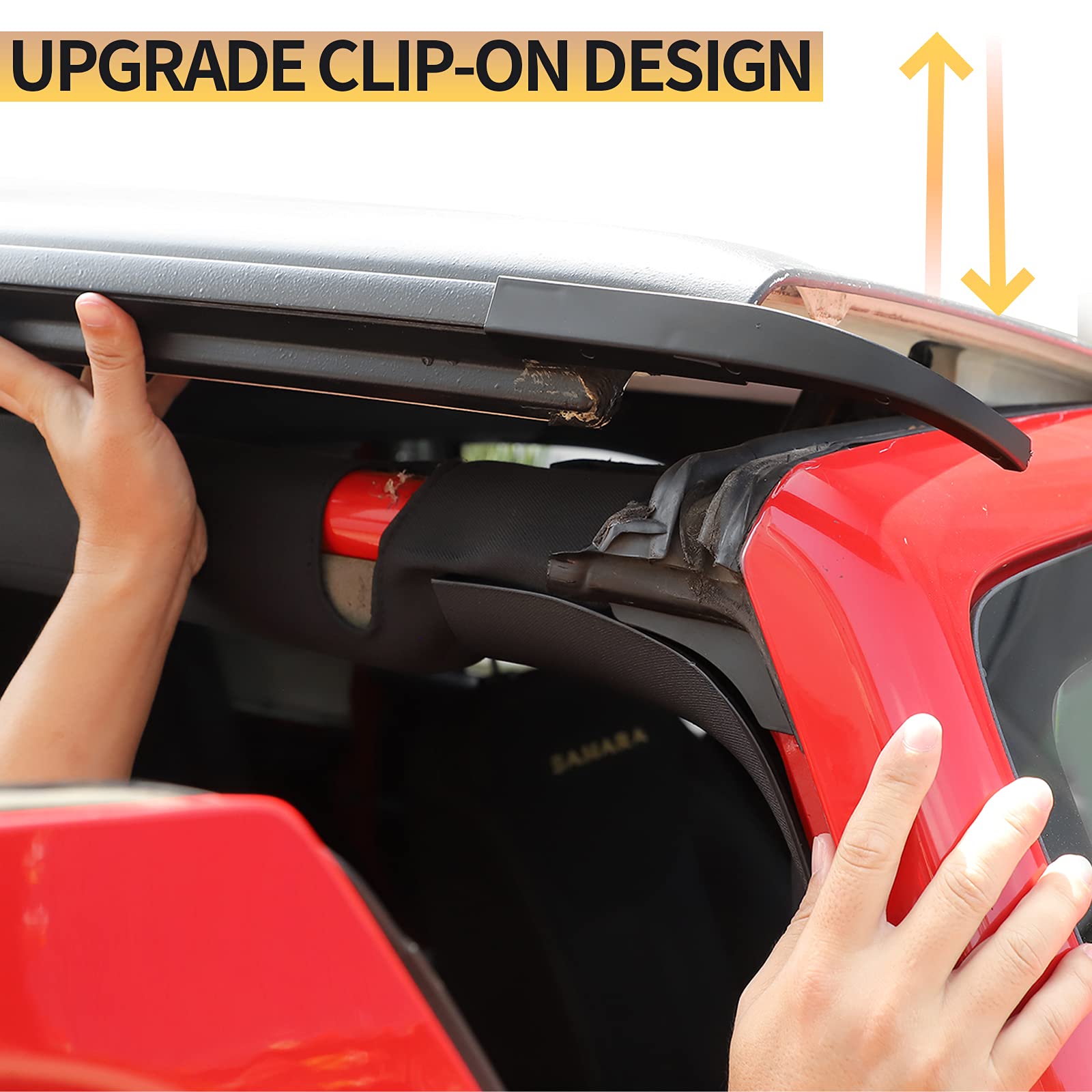 JeCar JK Hardtop Rain Gutter Extension Drip Rail Rain Diverter - Exterior Accessories for Jeep Wrangler 2011-2018 JK JKU Models (Upgrade Version) | Perfect for Off-Roading & Heavy Rain Protection