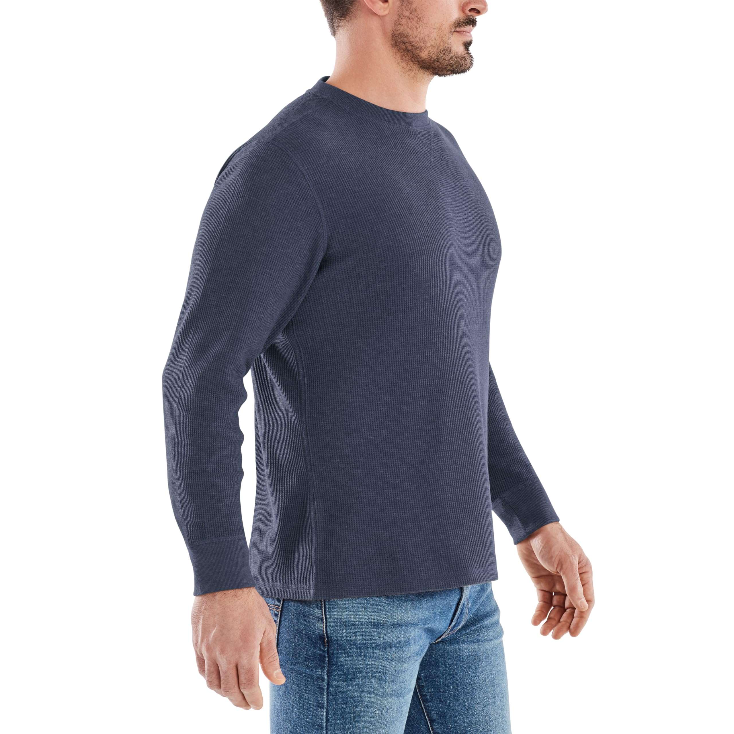 Men's Long-Sleeve Crew Neck Thermal Waffle Knit Shirt - Warm Winter Base Layer for Hiking, Camping & Outdoor Activities | American Outdoorsman