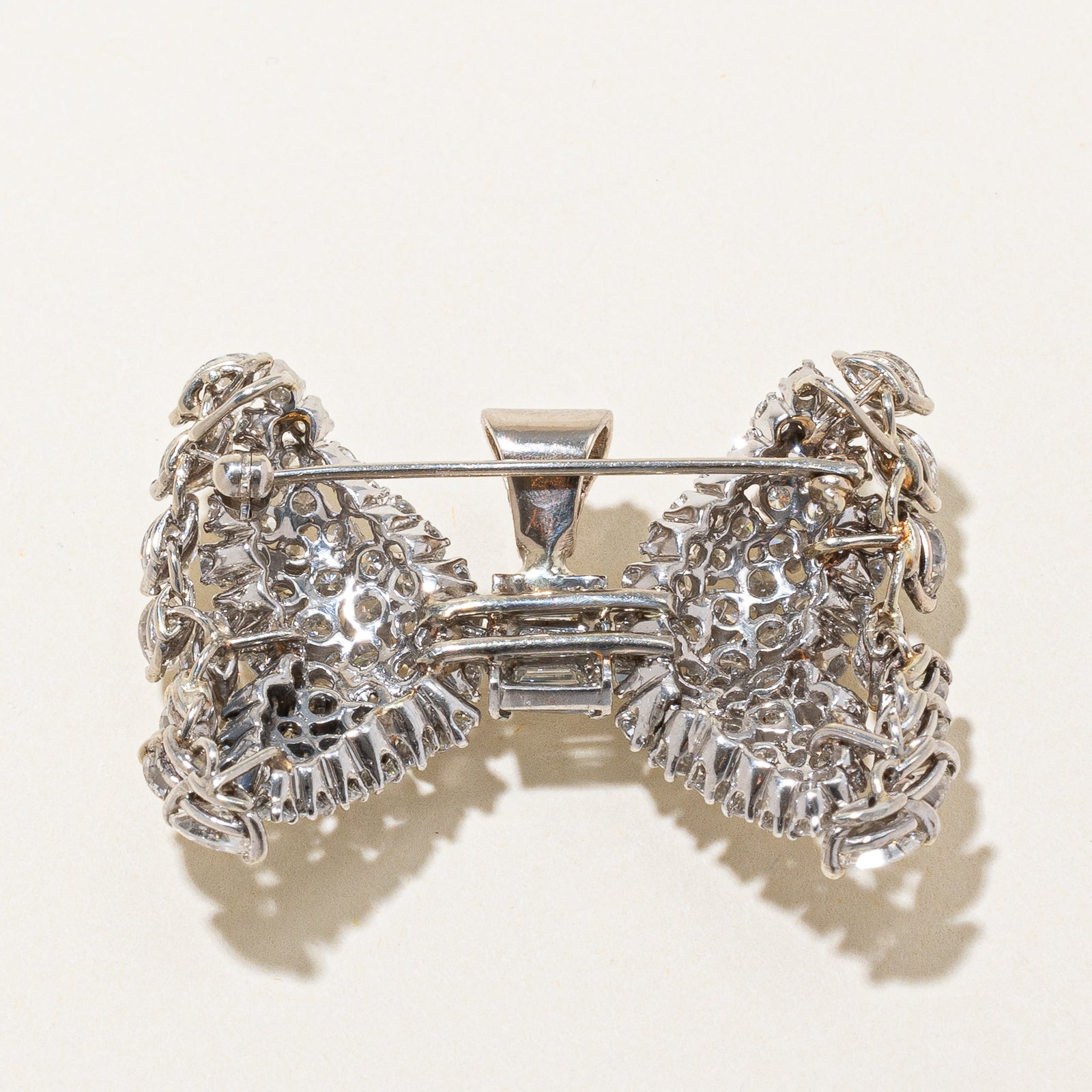 8.70ctw Diamond Bow Convertible Pendant & Brooch - Elegant Jewelry for Women, Perfect for Weddings, Anniversaries & Special Occasions