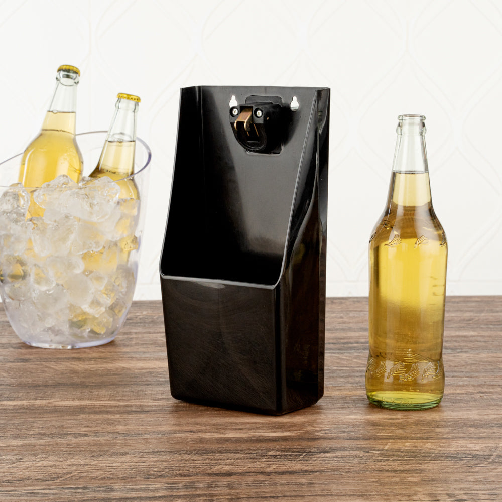 Bar Lux Black Bottle Cap Catcher with Built-in Opener - 8.25
