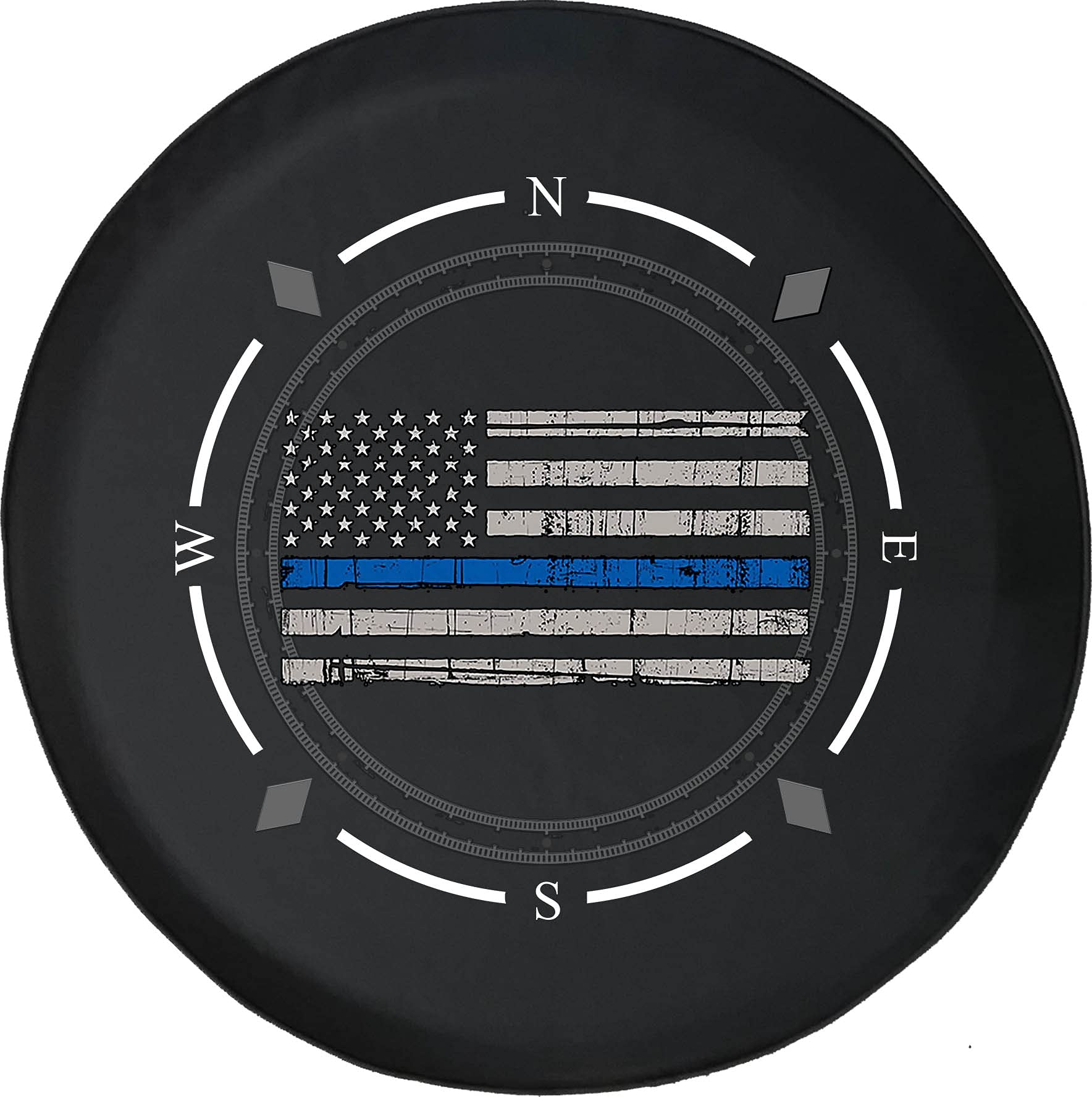 American Flag Spare Tire Cover with Compass Design - Durable SUV, Trailer & RV Wheel Cover for Off-Road Adventures & Road Trips