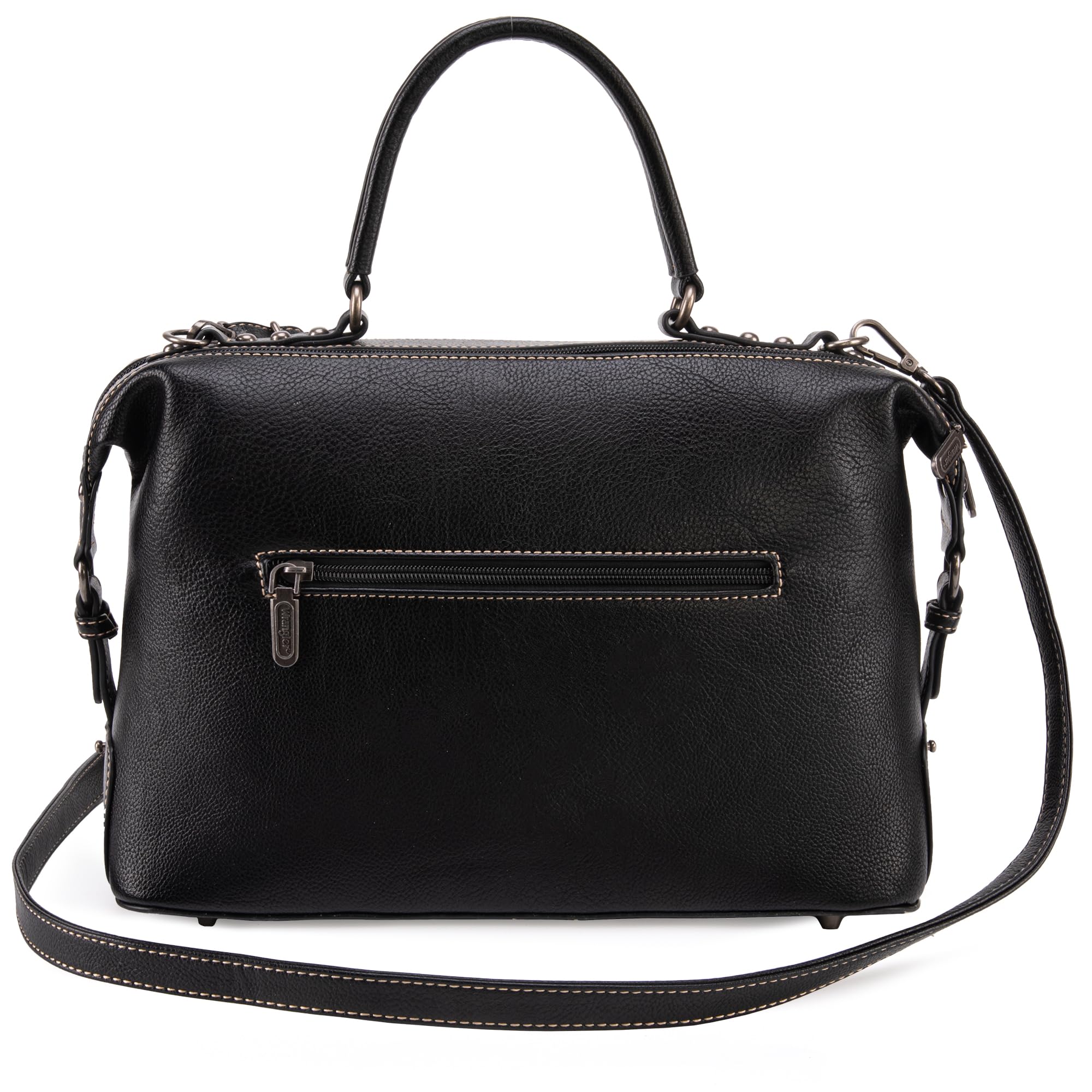 Wrangler Women's Doctor Bag - Top Handle Purse, Hobo Shoulder Barrel Satchel Handbag for Everyday Use, Work & Travel | Stylish & Durable Leather Tote