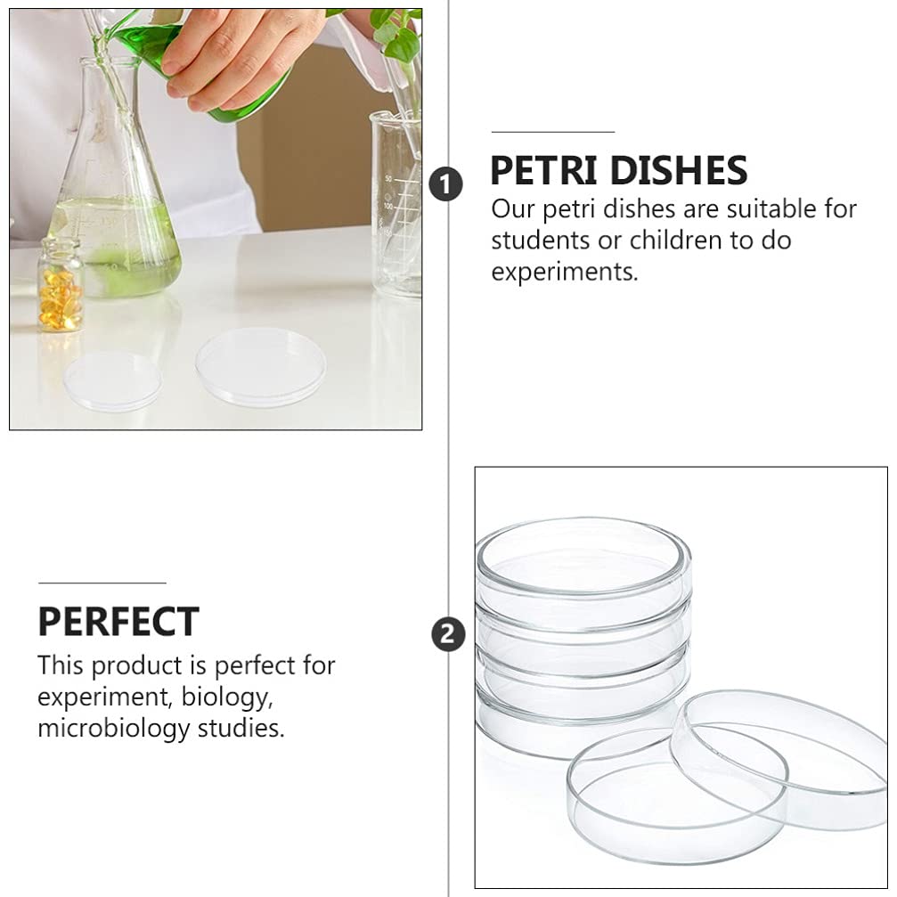 5pcs High Borosilicate Glass Petri Dishes with Lids - 90mm Diameter for Cell Culture, Microbiology, School Science Projects & Lab Experiments - Ideal for Bacteria Growth, Plant Tissue Studies & Classroom STEM Activities