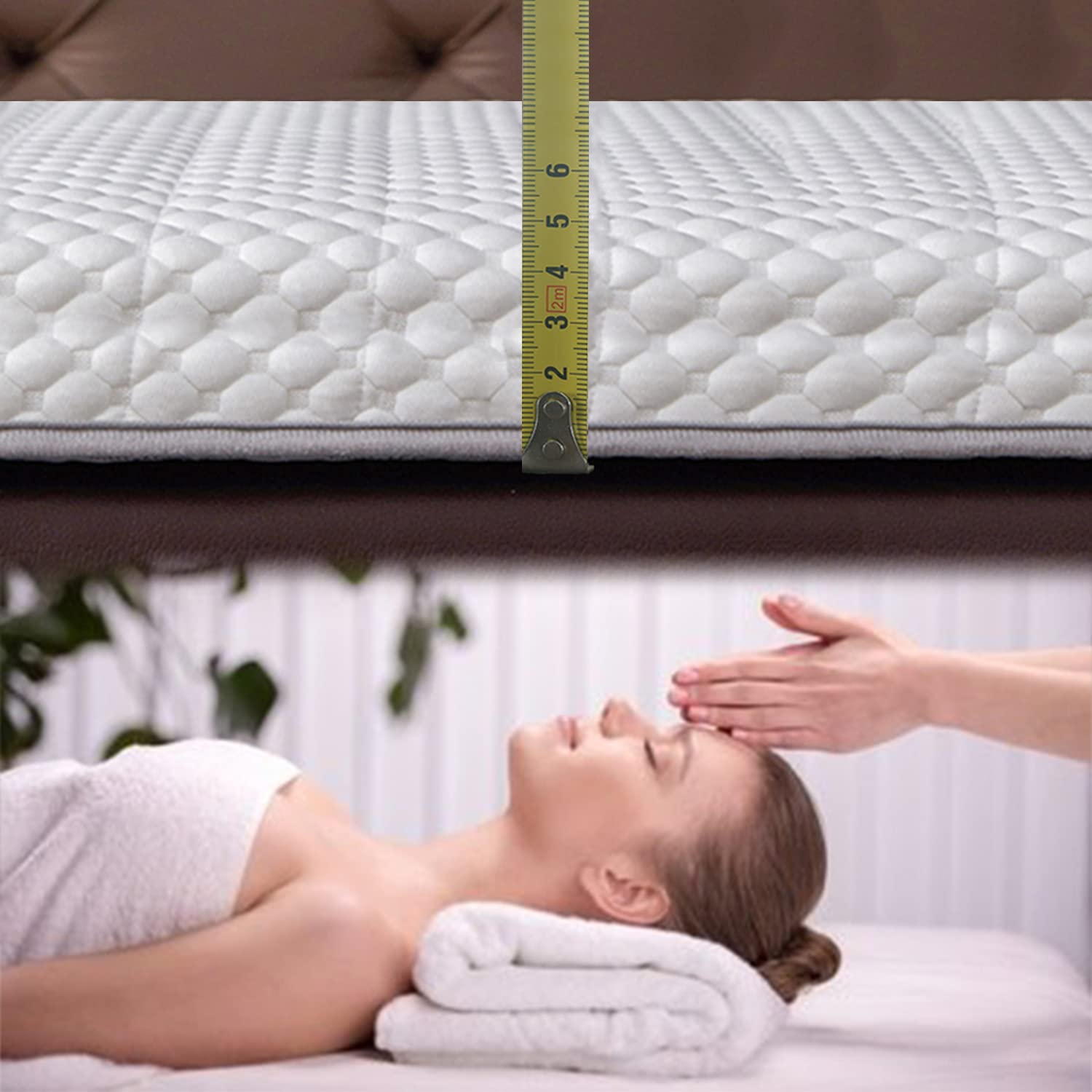 Premium 3cm Thick Memory Foam Lash Bed Topper with Elastic Bands - Trapezoidal Head Massage Table Mattress Protector - Breathable Spa Bed Pad with Ventilation Holes (60x180cm, Gray) - Ideal for Eyelash Extensions, Massage Therapy & Spa Treatments