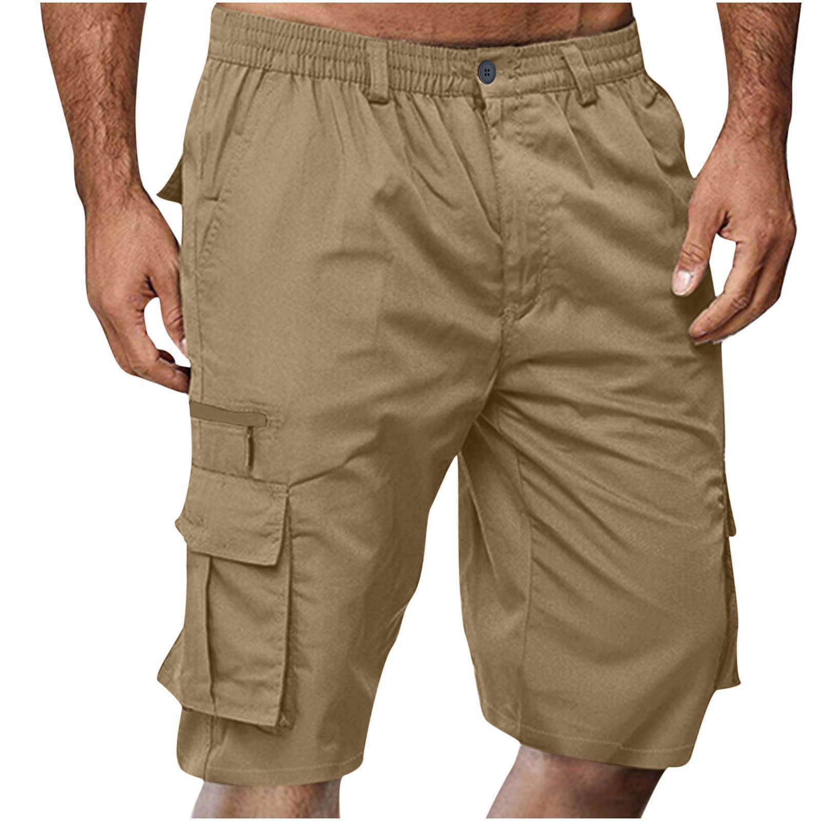 **Men's Lightweight Cargo Shorts with Elastic Waist - Big & Tall Summer Work Shorts with Multiple Pockets - Perfect for Outdoor Activities, Hiking, and Casual Wear**