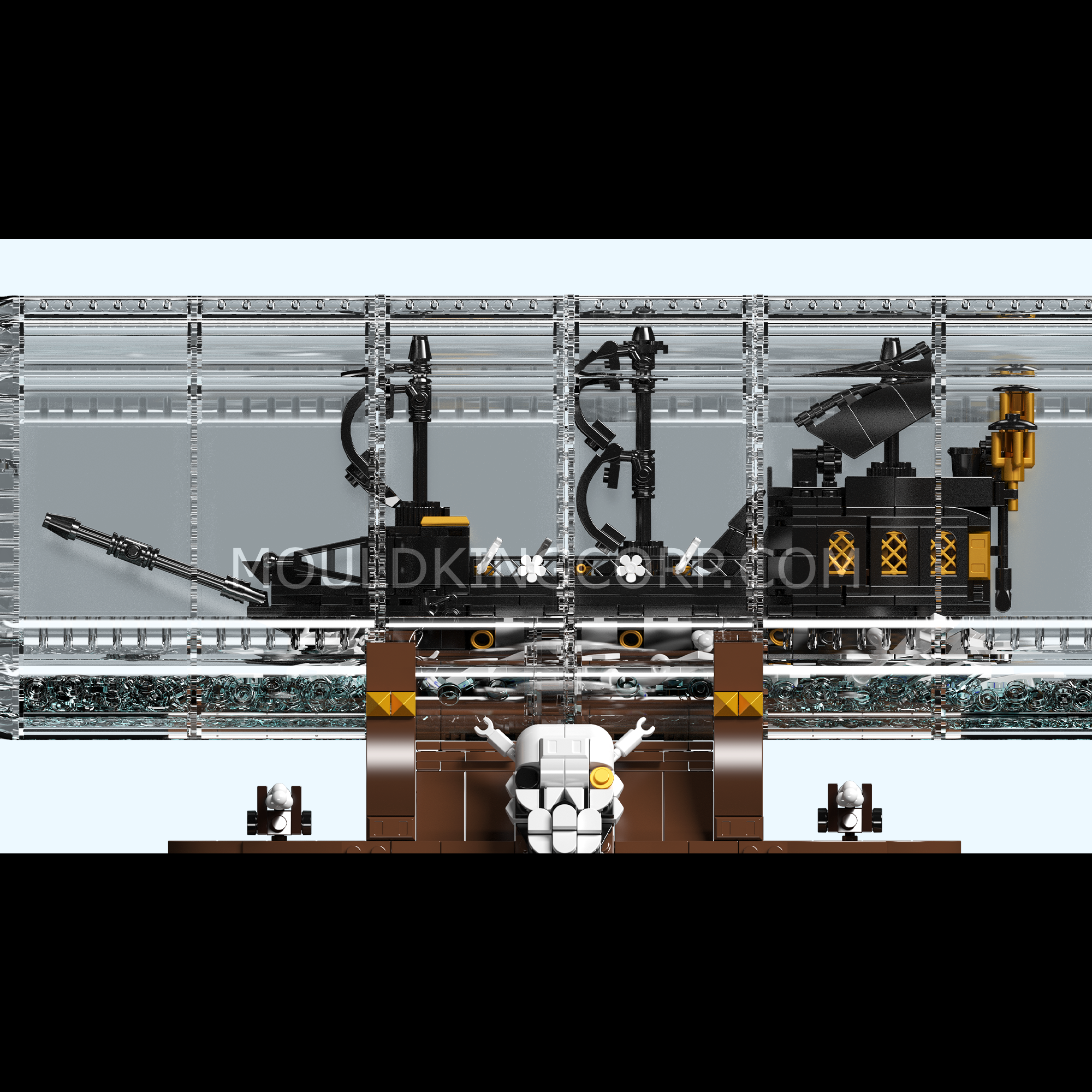 Mould King 10065 Black Pirates Ship in a Bottle Building Set - 2,206 PCS Model Ship Kit | DIY Pirate Ship Bottle Display for Adults & Collectors | Perfect for Home Decor, Office Display & Gift Giving
