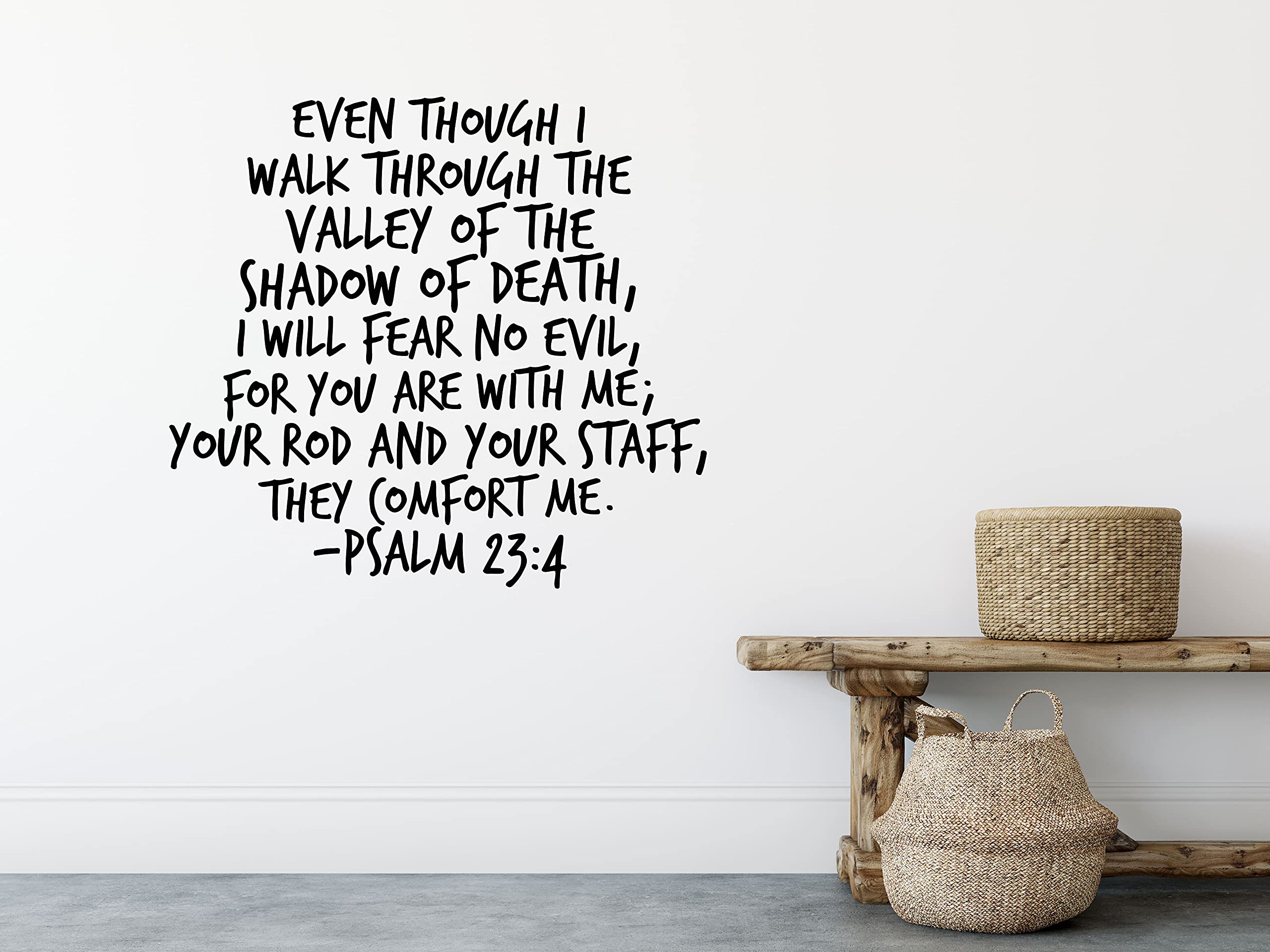 Inspirational Psalm 23:4 Bible Verse Wall Art - Christian Scripture Decor for Home, Office & Church - 'I Will Fear No Evil' Religious Gift