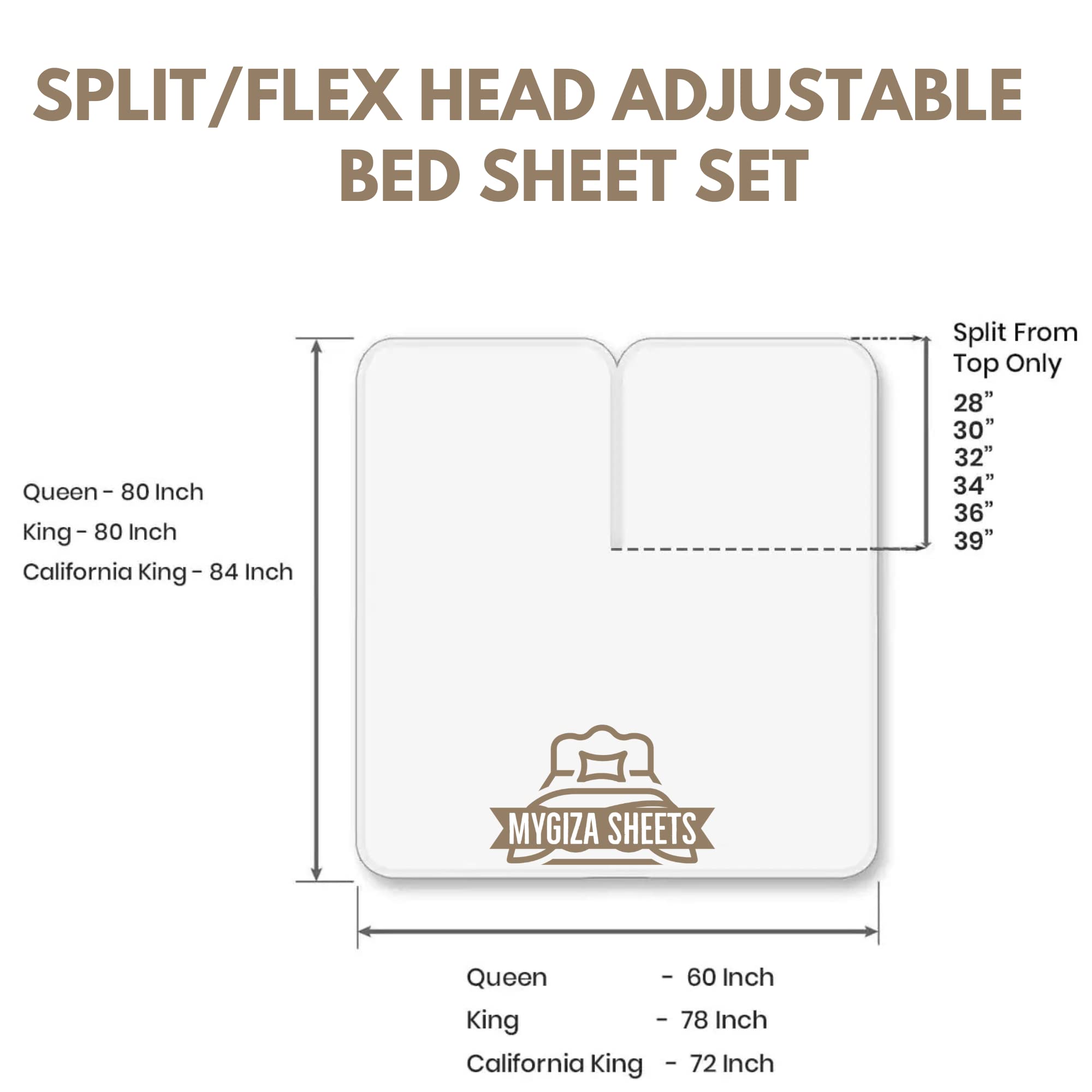 Split King Sheet Set for Adjustable Beds - 4 Piece 34