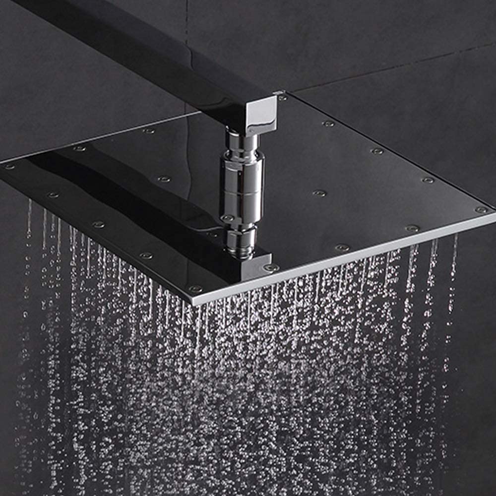 Premium Copper Square 2-Function Wall-Mounted Shower System with Adjustable Lifting Rod - Hotel Style Concealed Bathroom Shower Set for Luxurious Spa Experience at Home