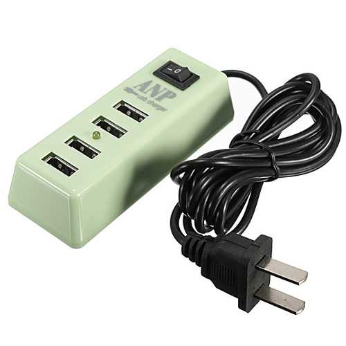 ANP 2.1A 4-Port USB Wall Charger with Power Adapter - Fast Charging for iPhone, Samsung, iPad - Perfect for Home, Office & Travel Use