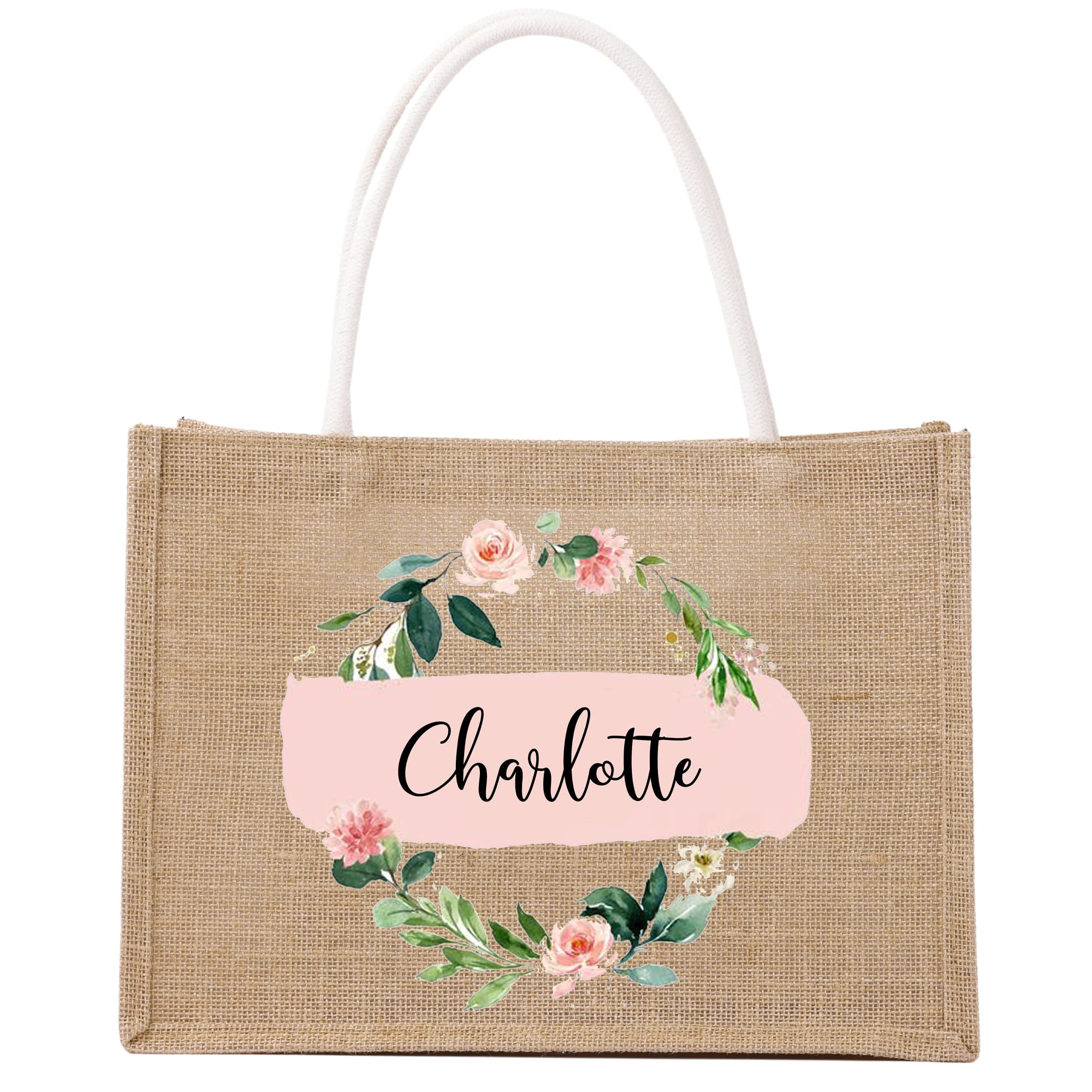 Custom Personalized Burlap Tote Bags - Eco-Friendly Reusable Jute Grocery Shopping Bags - Monogrammed Gift for Women, Teachers & Brides - Perfect for Farmers Markets, Beach Trips & Wedding Favors