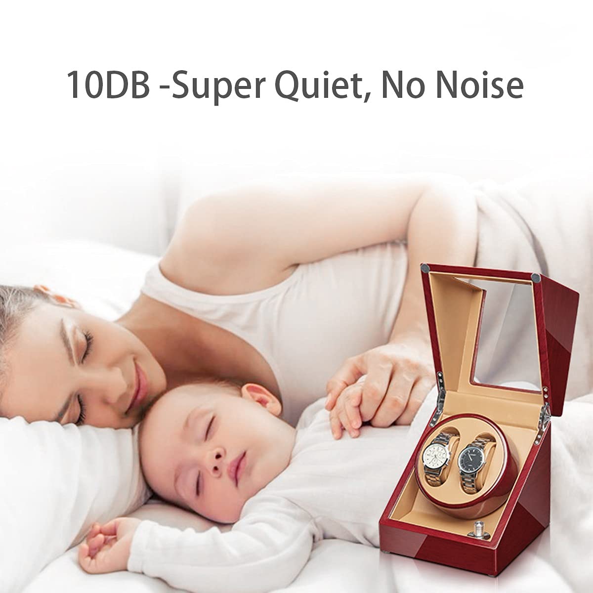 Automatic Watch Winder Box with Silent Mabuchi Motor - Wooden Display Case with Flexible Watch Pillow for Men & Women | Open/Shut Feature & Piano Finish | Perfect for Watch Collection Storage, Travel, and Luxury Home Decor