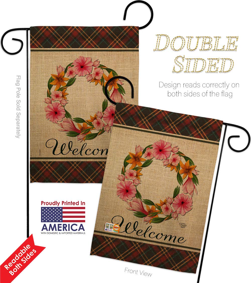 Floral Lily Wreath Garden Flag Set - Spring Flower Decor for Yard & Home