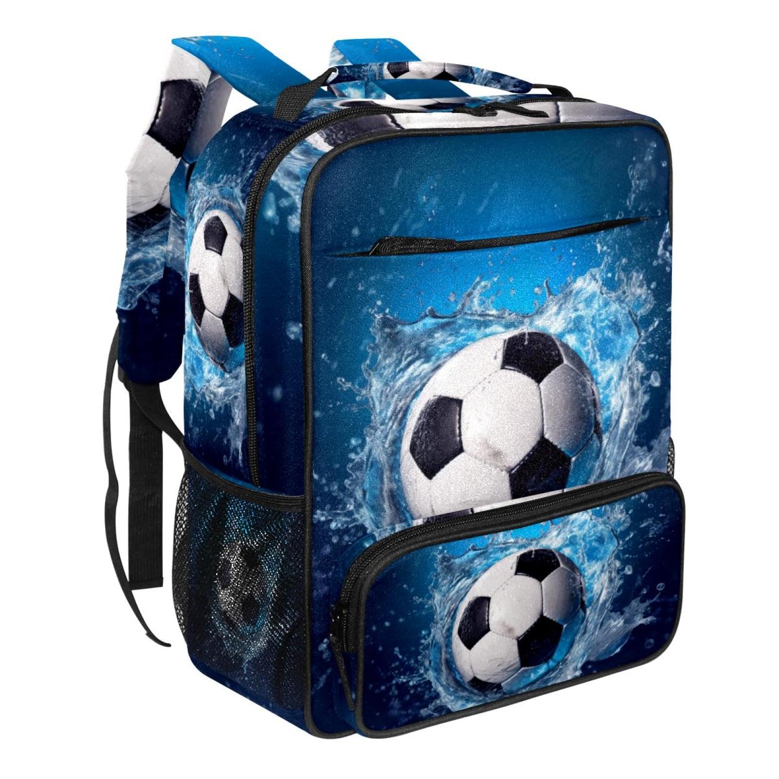 Men's & Women's Travel Backpack - Durable Blue Ocean Football Water Resistant Backpack for Hiking, Camping & Outdoor Adventures