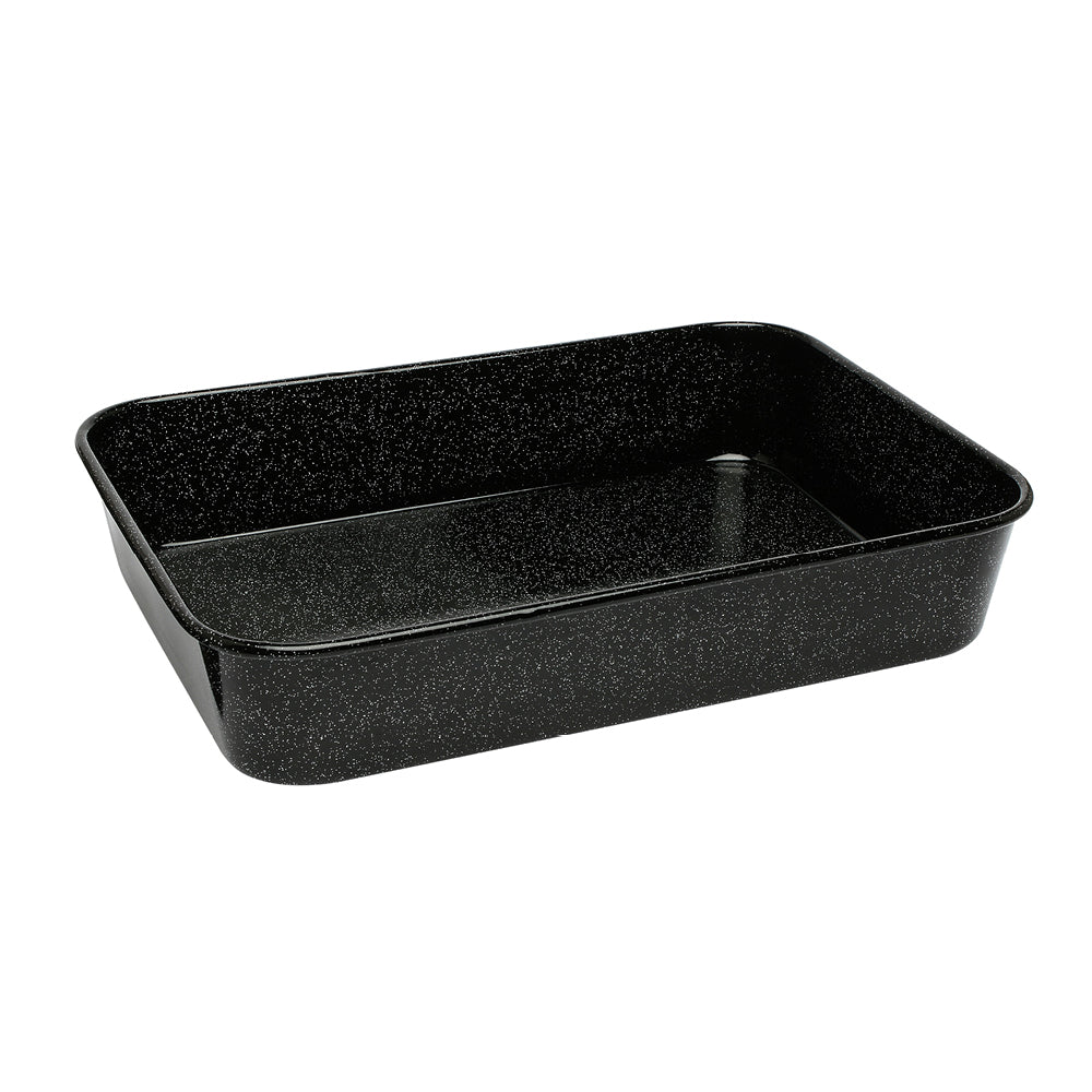 Premium Vitreous Enamel Roaster Pan - 39cm Large Cast Iron Dutch Oven for Baking, Braising & Roasting - Perfect for Family Dinners, Camping & Outdoor Cooking