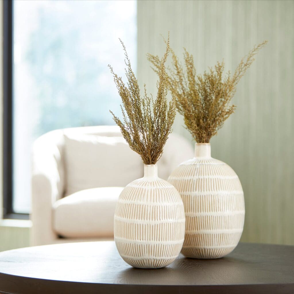 Cyan Design 10923 Saxon Vase - Small Oyster Blue Ceramic Flower Vase for Home Decor, Wedding Centerpiece, and Tabletop Display