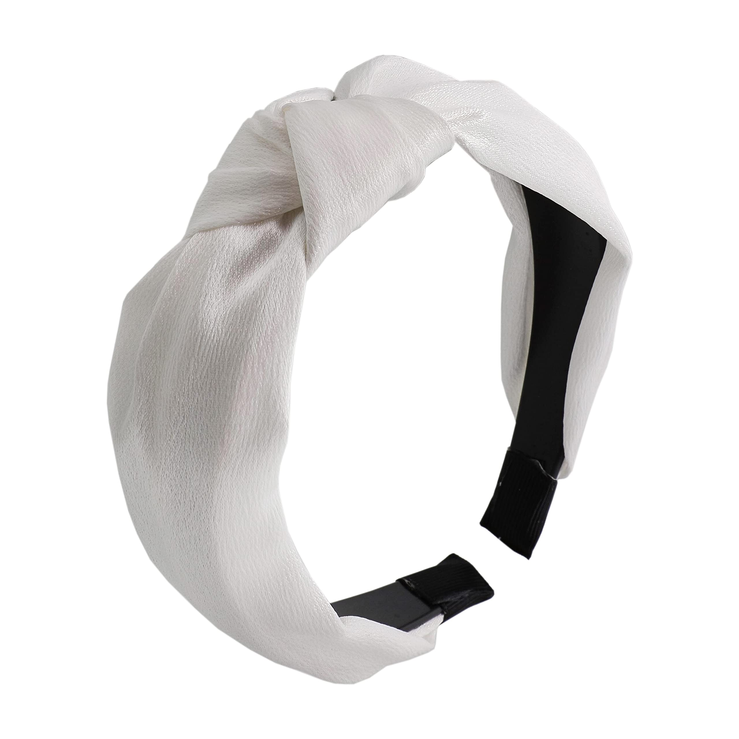 Satin Knot Headband for Women - Shimmer White Hair Accessory for Elegant Styling and Special Occasions