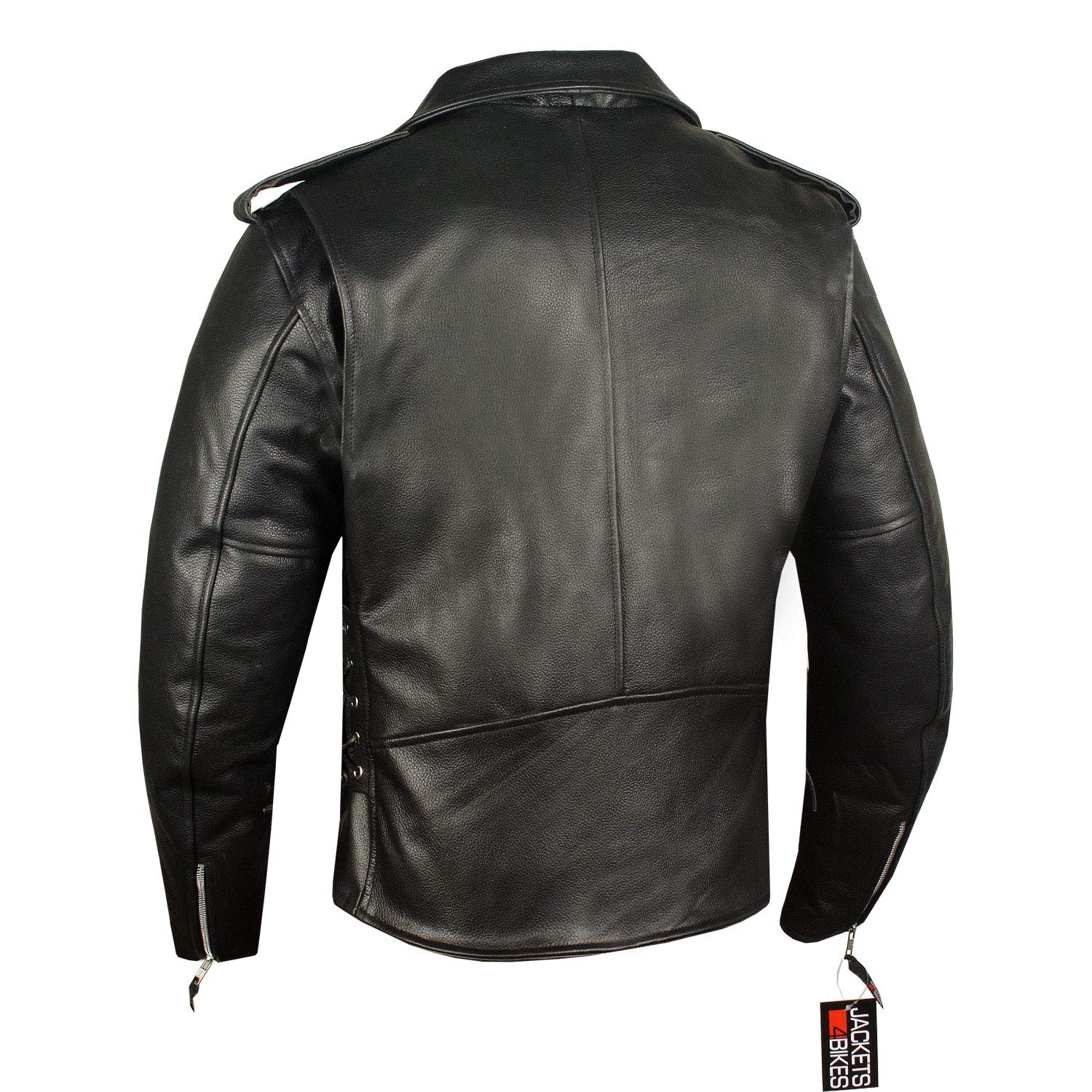 ICONIC Brando Men's Premium Real Buffalo Leather Motorcycle Jacket - All-Season Biker Jacket with Side Laces & Concealed Carry Pockets (Black) | Perfect for Riding, Casual Wear & Outdoor Adventures