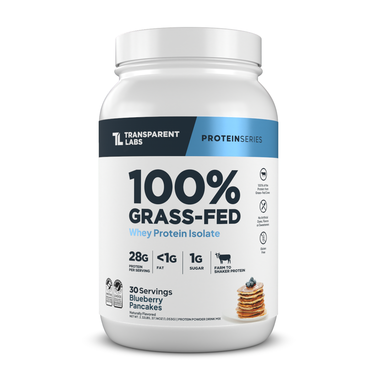Grass Fed Whey Protein Isolate Powder - 100% Pure, Unflavored, Low Carb & Lactose Free - Ideal for Post-Workout Recovery, Muscle Building & Keto Diet