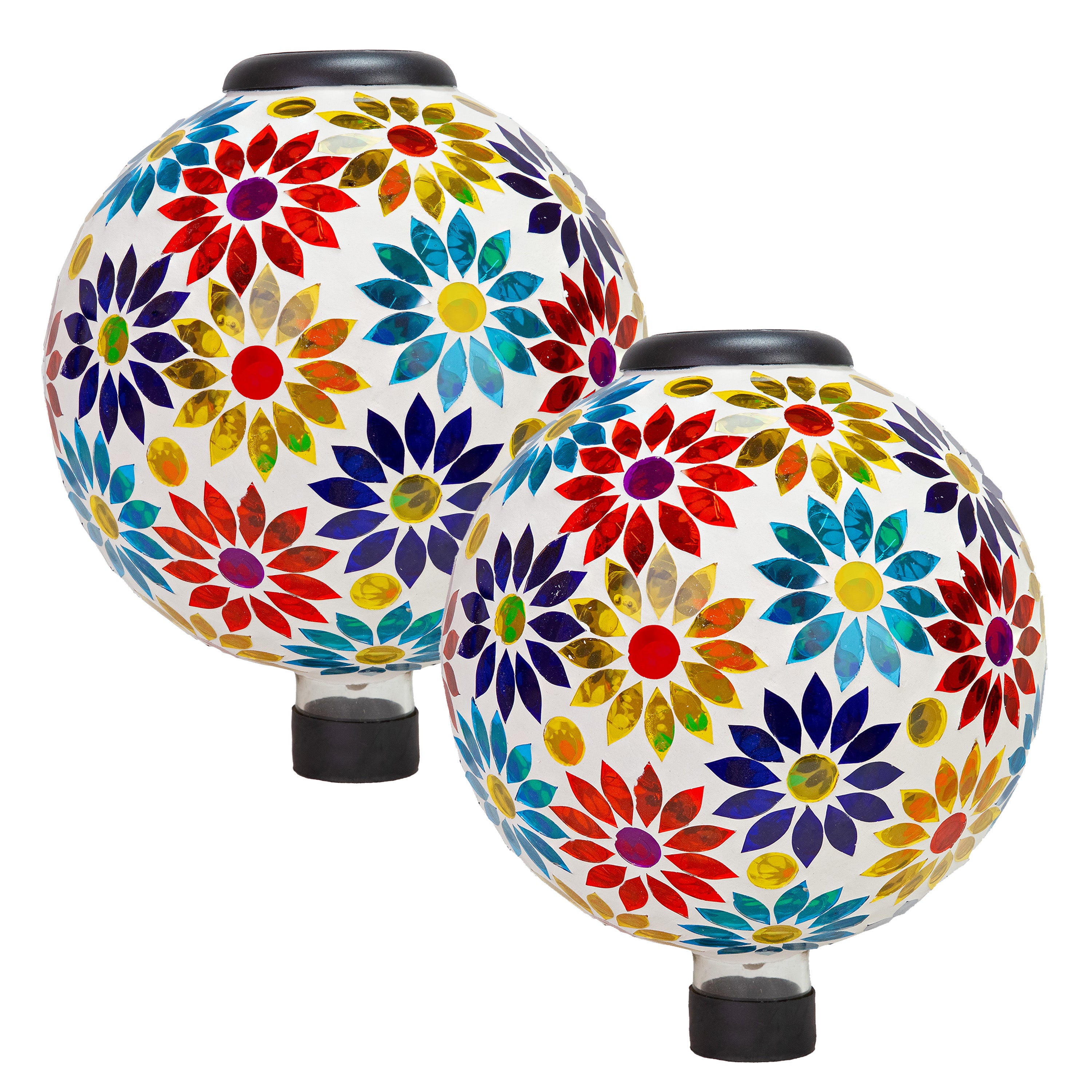 Sunnydaze 10-Inch Glass Mosaic Solar Garden Gazing Globe - Decorative Outdoor Sphere for Garden, Patio, Yard & Landscape Decor | Solar-Powered Light for Nighttime Ambiance