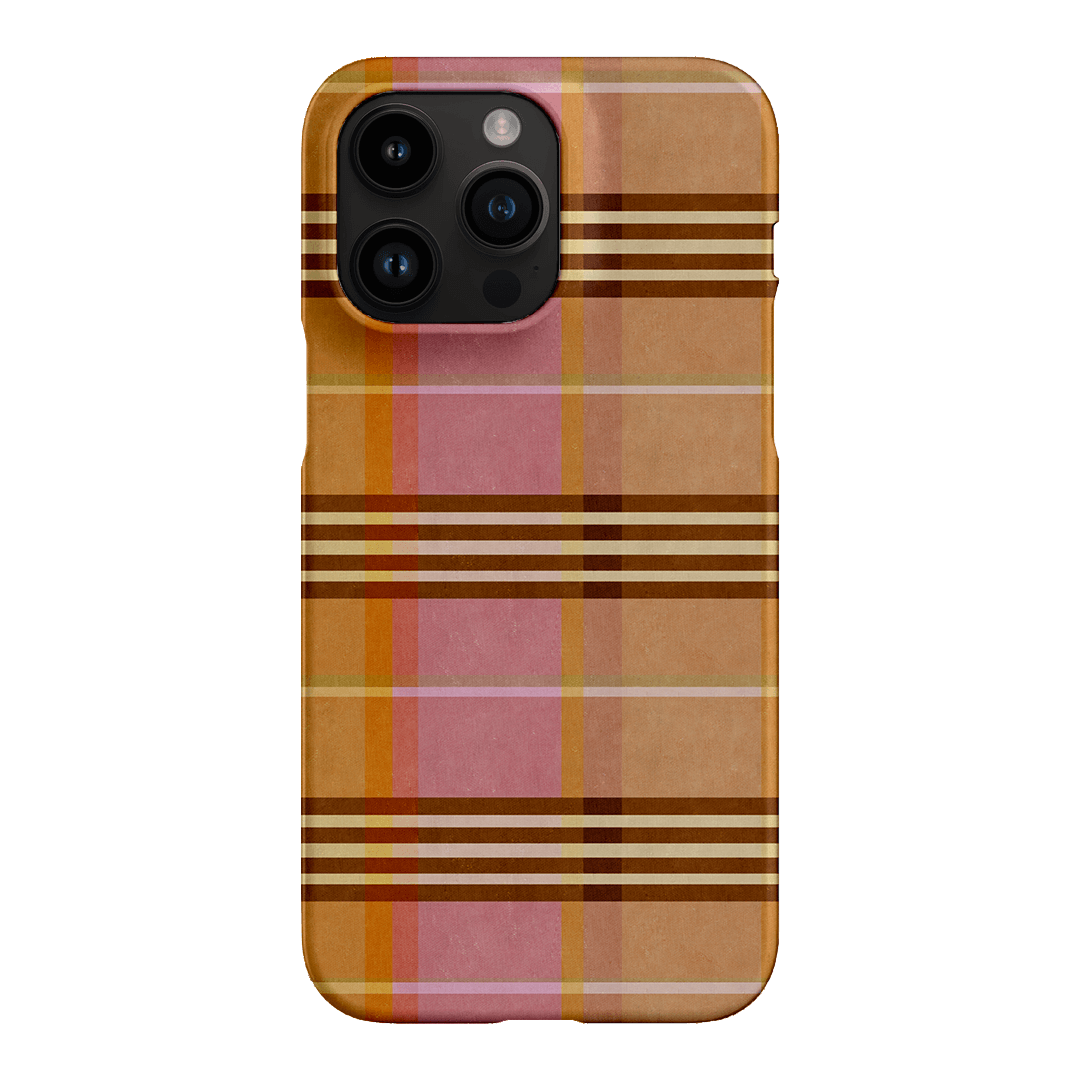 Peachy Plaid Phone Case for iPhone 15/14/13/12/11 Pro Max - Cute Tartan Pattern Protective Cover with Shockproof Design - Perfect for Everyday Use, Travel & Fashion Accessories