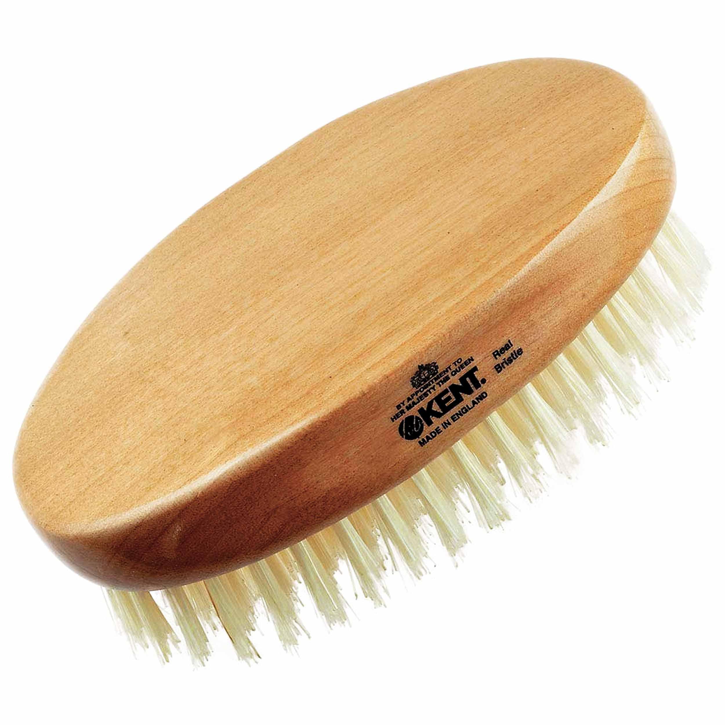 Kent BB Military Hair Brush for Men - 100% Natural Boar Bristle for Grooming, Mustache & Beard Care | Military Wave & Scalp Brush for Thinning Hair | Made in England | Perfect for Daily Styling, Salon Use & Travel