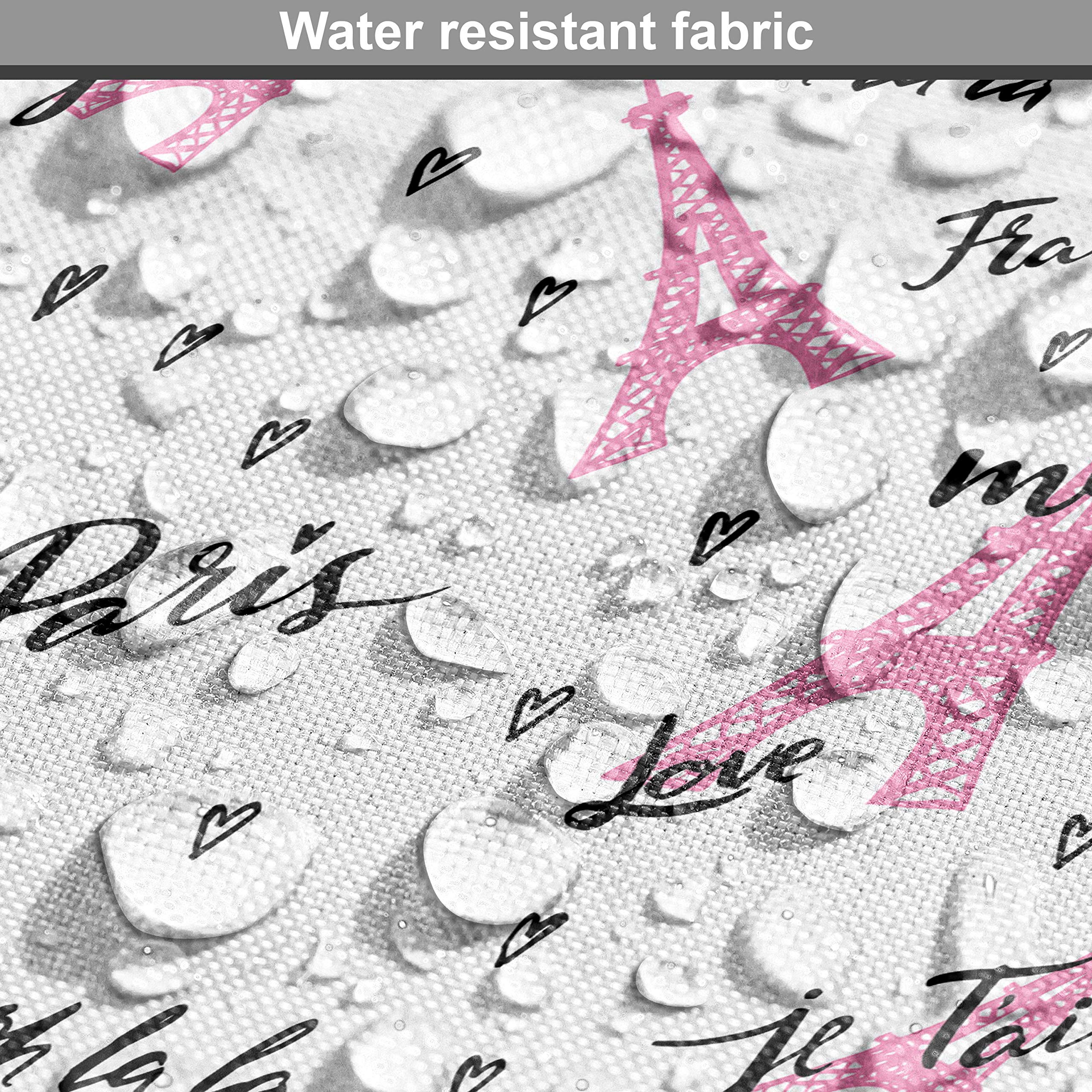 Ambesonne Paris Fabric by The Yard - European Style Eiffel Tower with French 'Je Taime' Romantic Heart Print - 10 Yards Pale Pink & White Upholstery Fabric for Sofa, Curtains, Pillows & Home Decor | Perfect for Living Room, Bedroom & Wedding Decorations