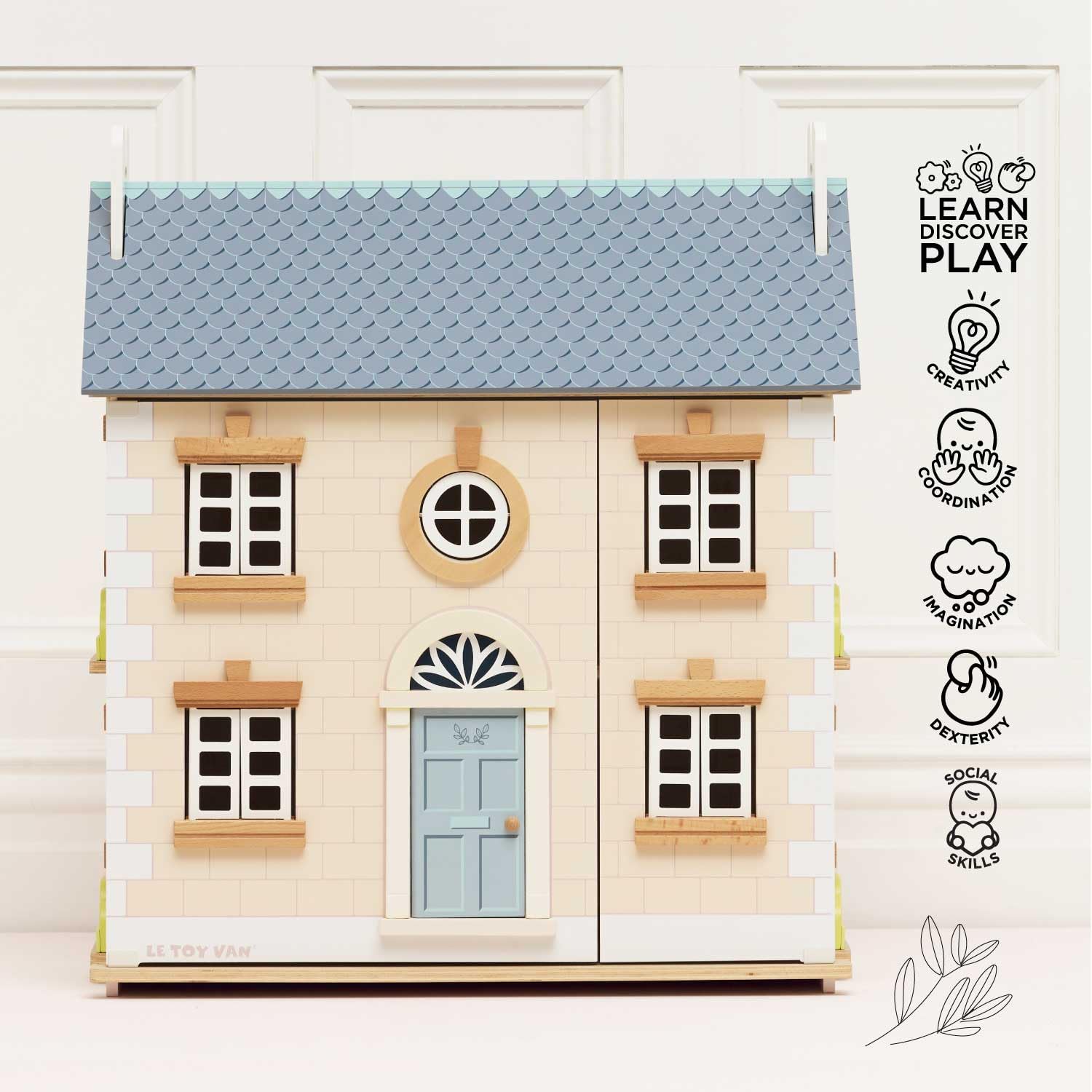 Le Toy Van Bay Tree Doll House - Large 3-Story Wooden Dollhouse Playset for Kids Ages 3+ | Pretend Play, Gift for Girls & Boys, Nursery Decor