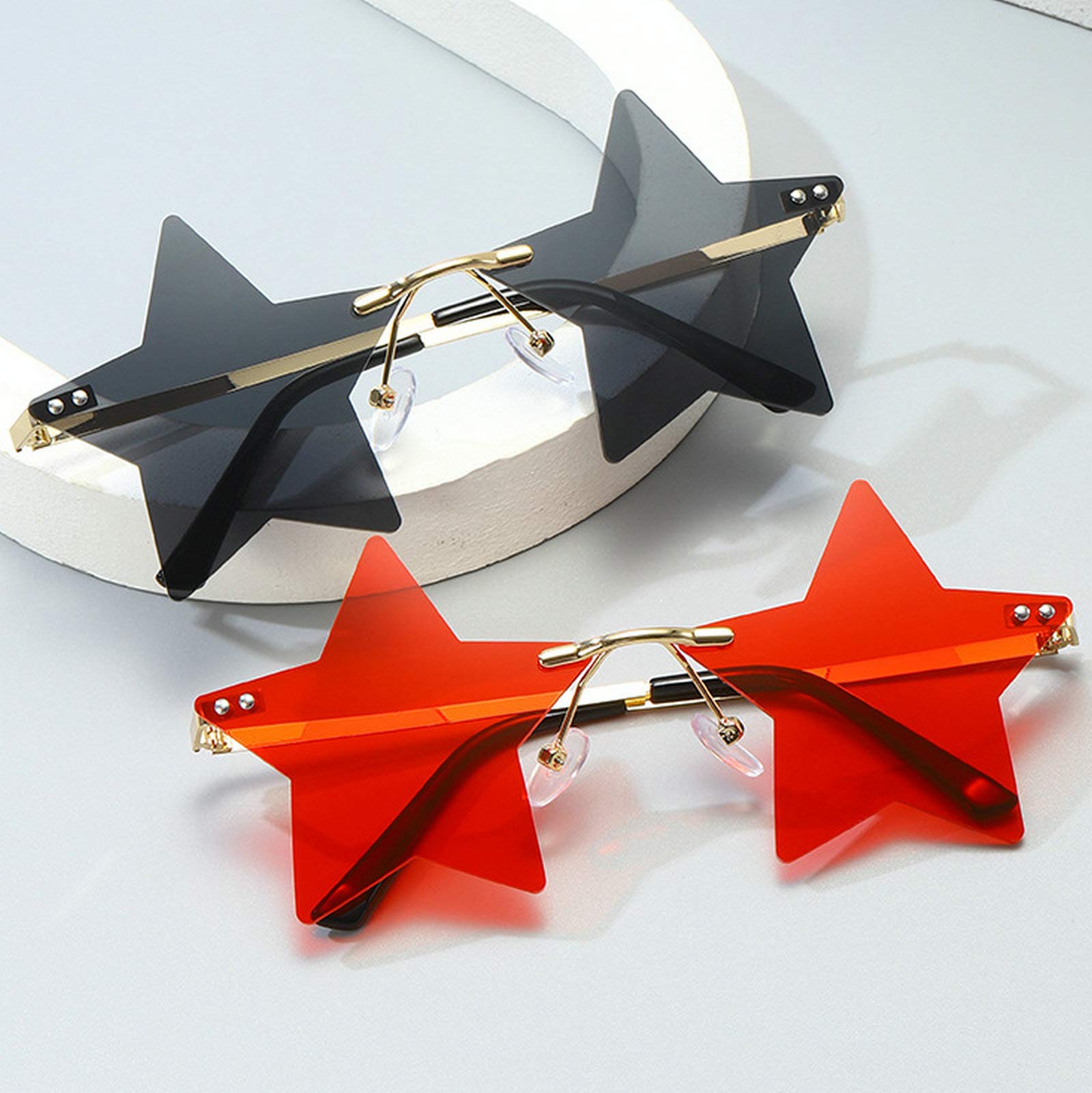 Stylish Rimless Star-Shaped Transparent Sunglasses for Women & Men – Trendy Pentagram Eyewear for Parties, Festivals & Everyday Fashion