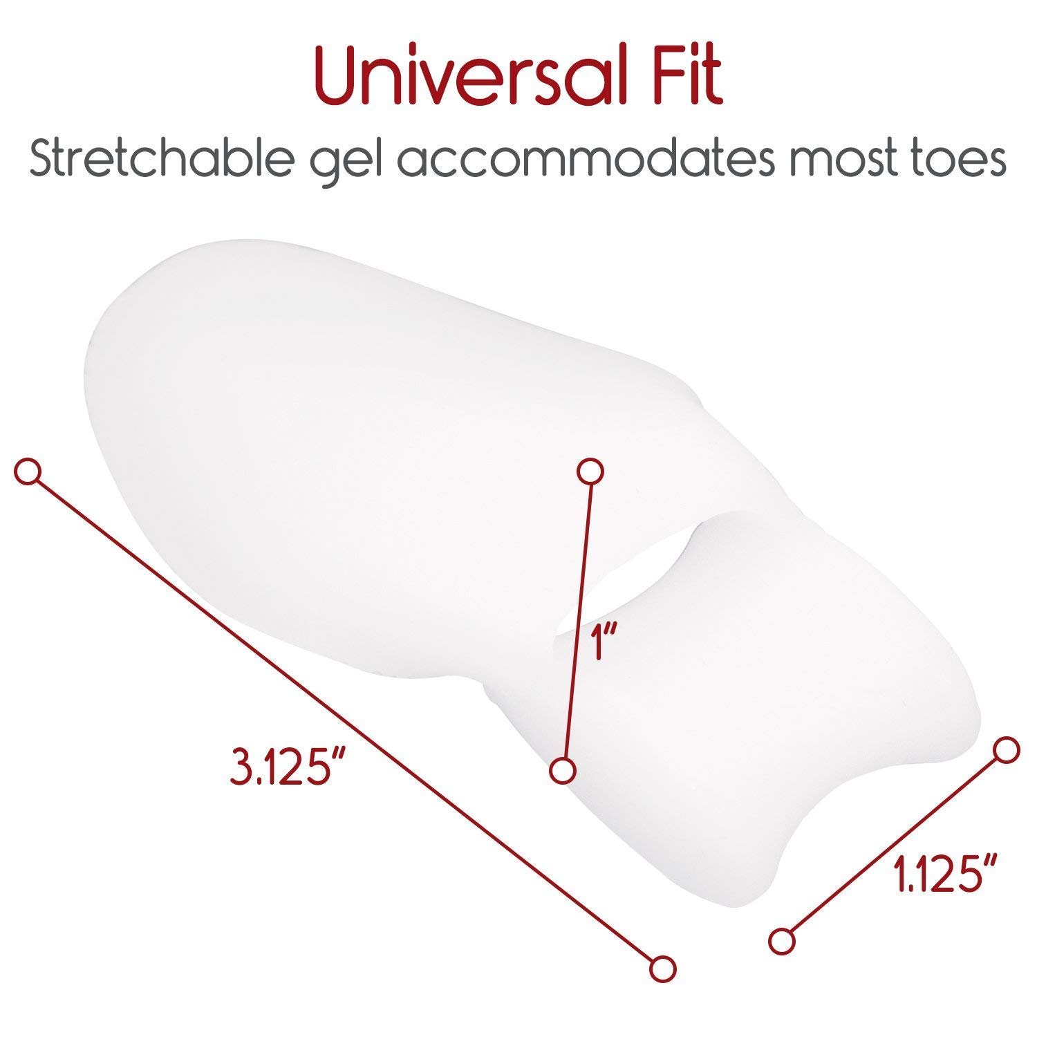 FLETIX Silicone Toe Separators for Bunion Relief - Soft Gel Toe Spacers & Protectors - Hallux Valgus Correctors & Orthopedic Braces - White Pair (Set of 1) - Perfect for Yoga, Running & Post-Surgery Recovery
