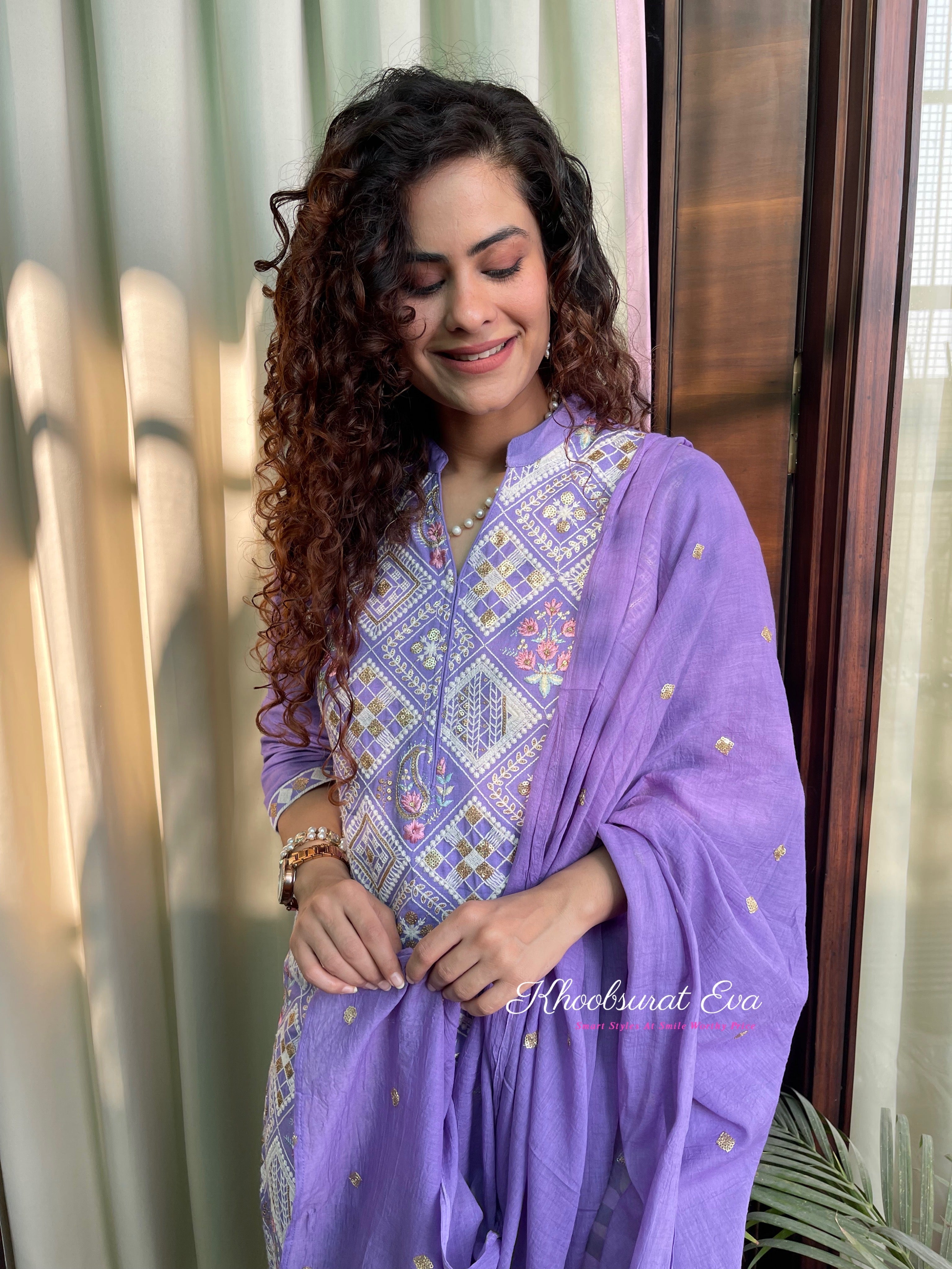 Elegant Purple Embroidered Dupatta Suit Set for Women - Traditional Indian Ethnic Wear for Weddings, Festivals & Special Occasions