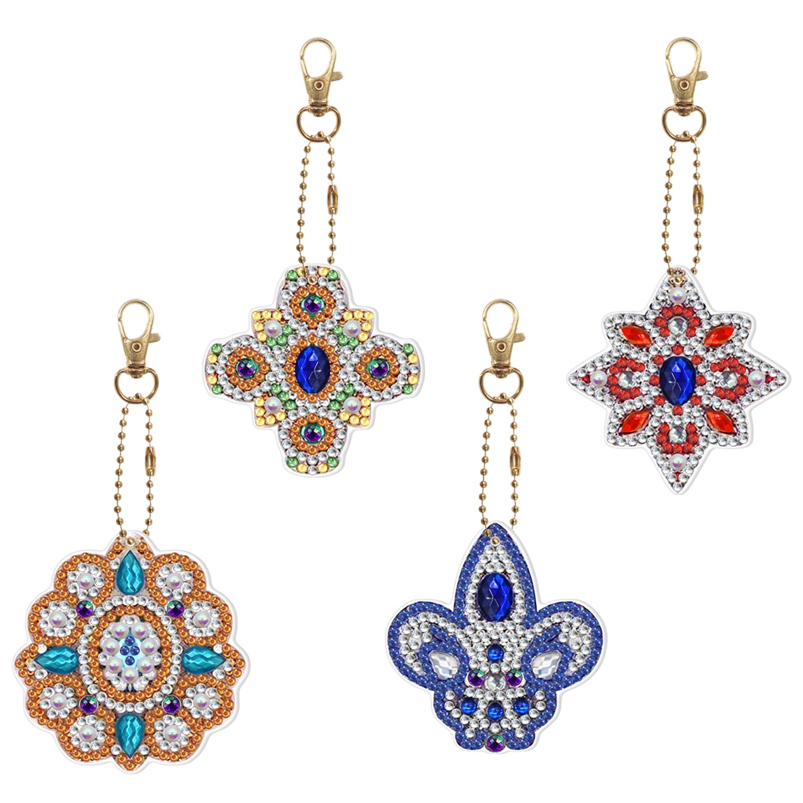 4pcs DIY 5D Diamond Painting Keychain Kits - Full Drill Special Shape Keychain Set for Adults & Teens - Creative Art Craft Gift for Birthday, Party Favors, Home Decor
