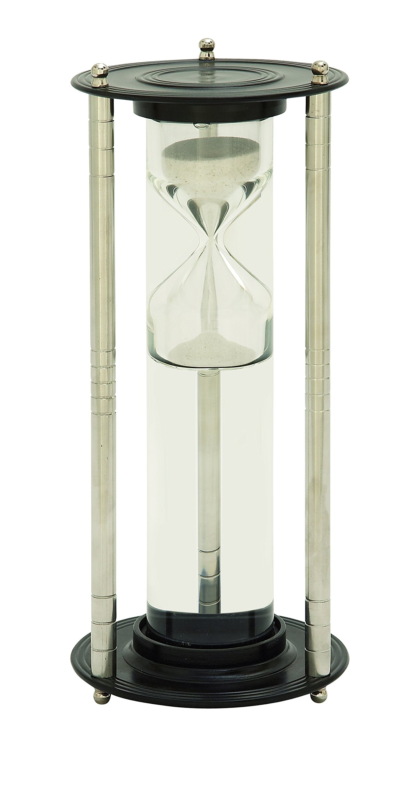 Deco 79 24526 Modern Aluminum & Glass Floating Sand Timer - 3 Minute Hourglass for Home Office Decor, Meditation, Yoga, and Kitchen Timer