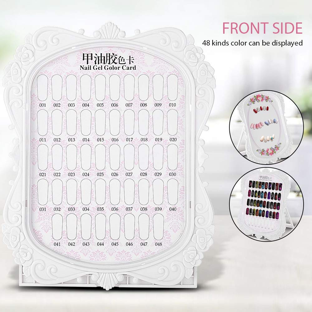 48 Colors Nail Gel Polish Display Chart - Professional Nail Polish Organizer Color Card with Flower Design for Salon & DIY Manicure | Perfect for Nail Art Practice, Gel Polish Selection & Salon Display