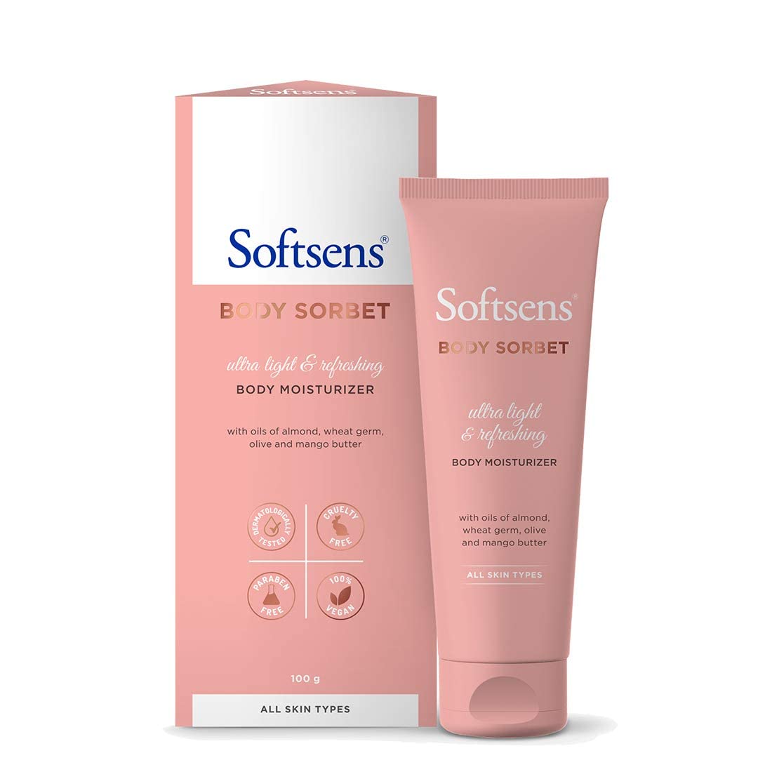 Softsens Moisturizing Body Sorbet - Ultra Hydrating Body Lotion & Hand Cream for Silky Smooth Skin | 100g | Perfect for Dry Skin Care, Daily Moisturizer & Spa-Like Pampering at Home