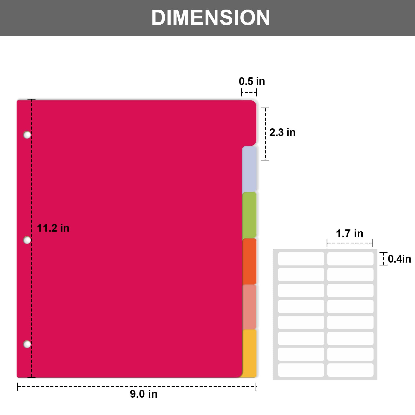 12-Piece Colorful Plastic Tab Dividers for 3-Ring Binders - 2 Sets of 6 Tabs, Durable Page Organizers for School, Office & Home Filing Systems - Perfect for Notebooks, Presentations & Document Organization