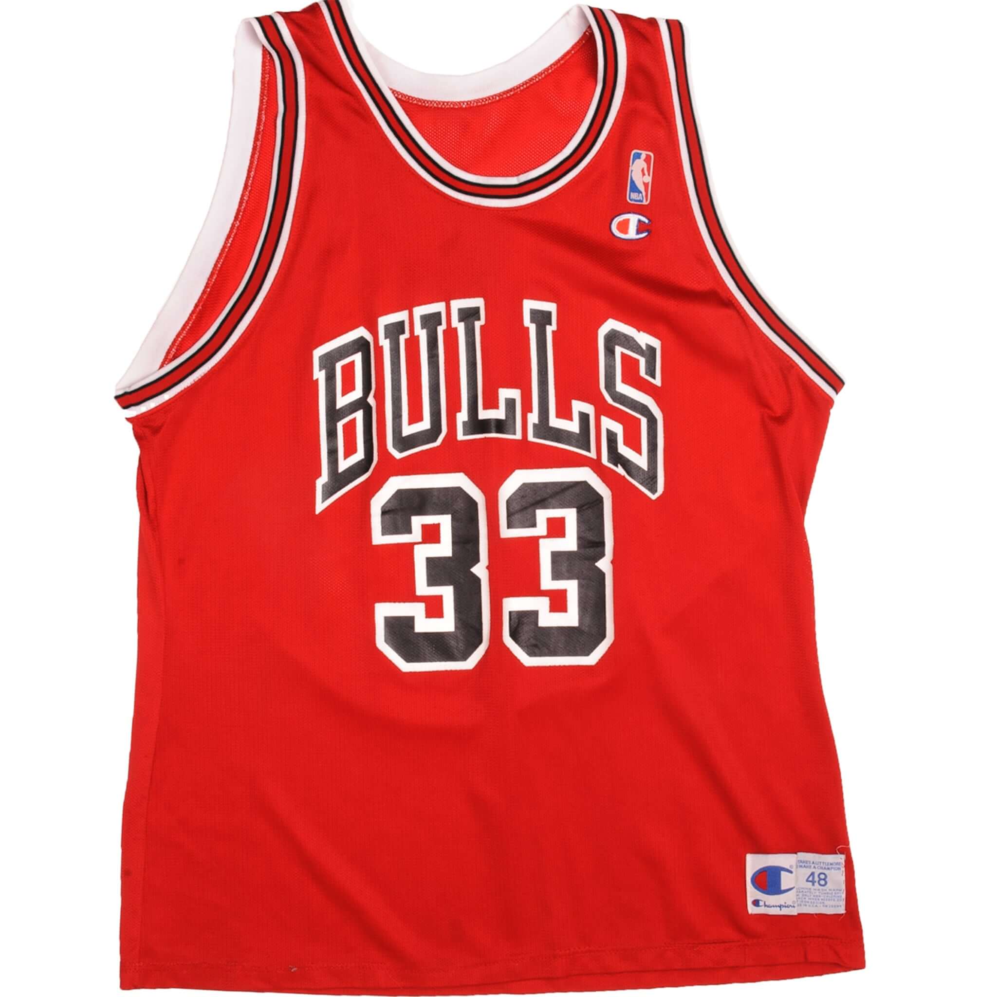 Vintage Champion NBA Chicago Bulls 33 Scottie Pippen 90s Basketball Jersey Size XL - Authentic Made in USA - Perfect for Retro Sports Fans, Game Day Outfits & Collectors