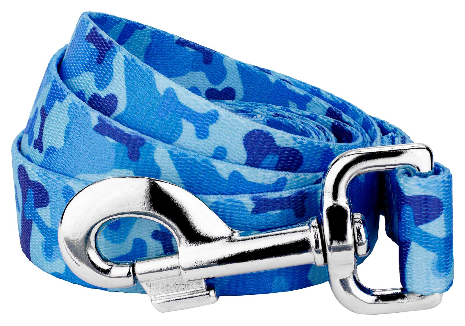 Country Brook Design® 5/8 Inch Blue Bone Camo Dog Leash - 4 Feet Strong Nylon Pet Lead for Walking, Training & Outdoor Adventures