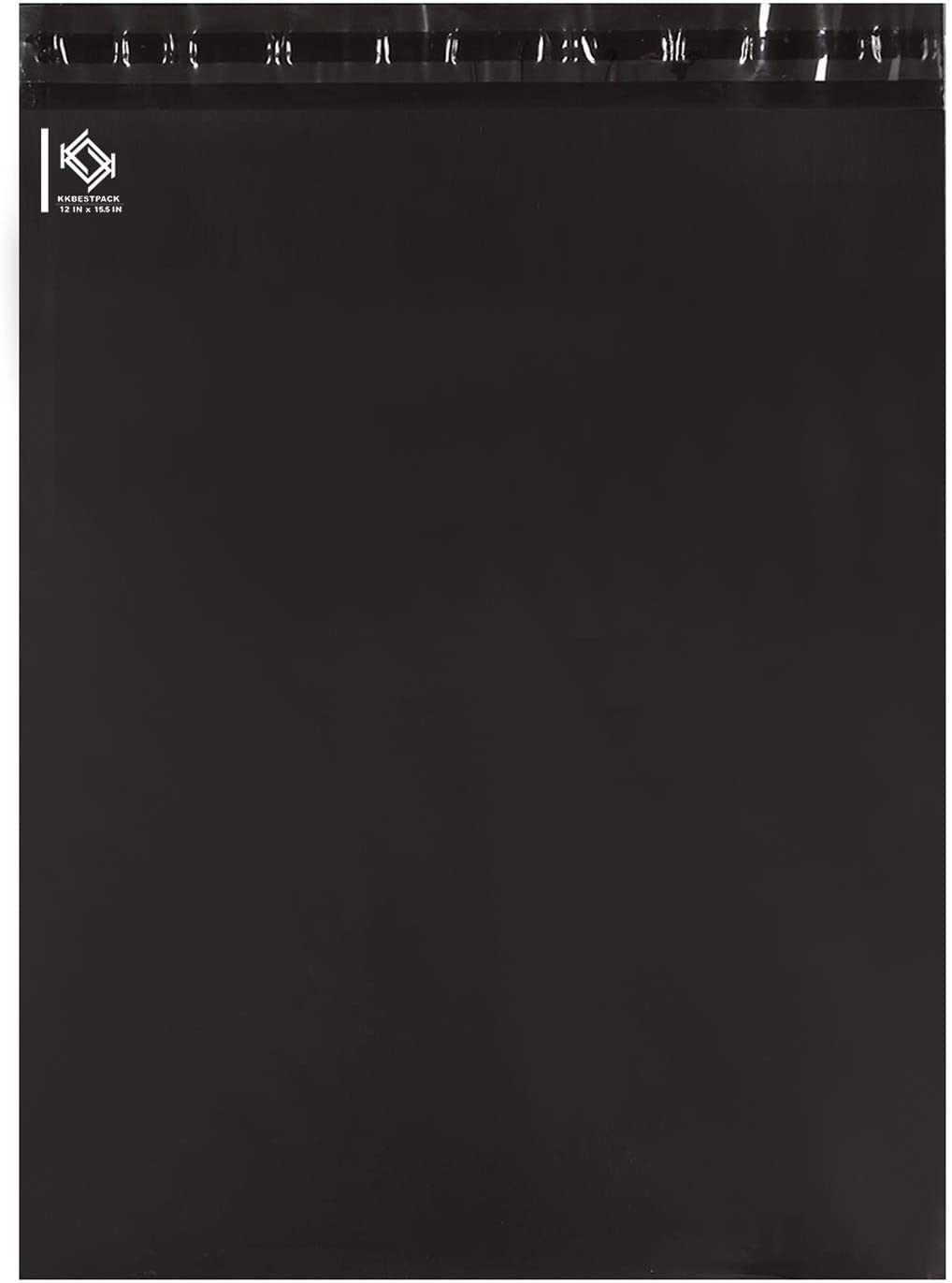 KKBESTPACK 12x15.5 Inch Self-Sealing Poly Mailers - 50 Pack Waterproof Shipping Envelopes for Ecommerce, Mailing & Returns (Black) - Perfect for Clothing, Jewelry & Small Business Shipments