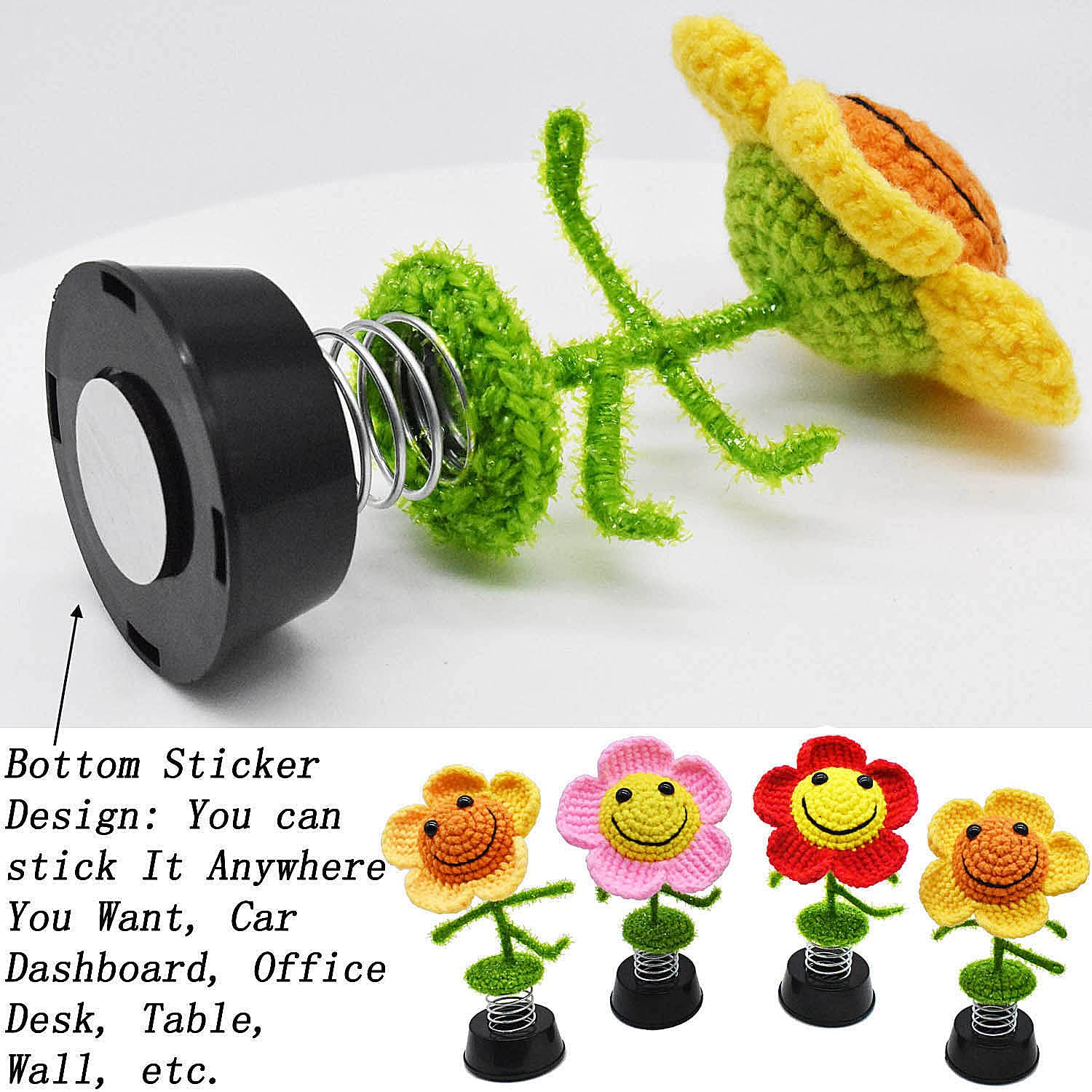 Sunflower Gifts for Women - Adorable Car Dashboard Decor, Home & Office Decoration for Kitchen, Bathroom, Wall & Desk (Yellow) - Perfect for Birthday, Mother's Day & Housewarming Gifts