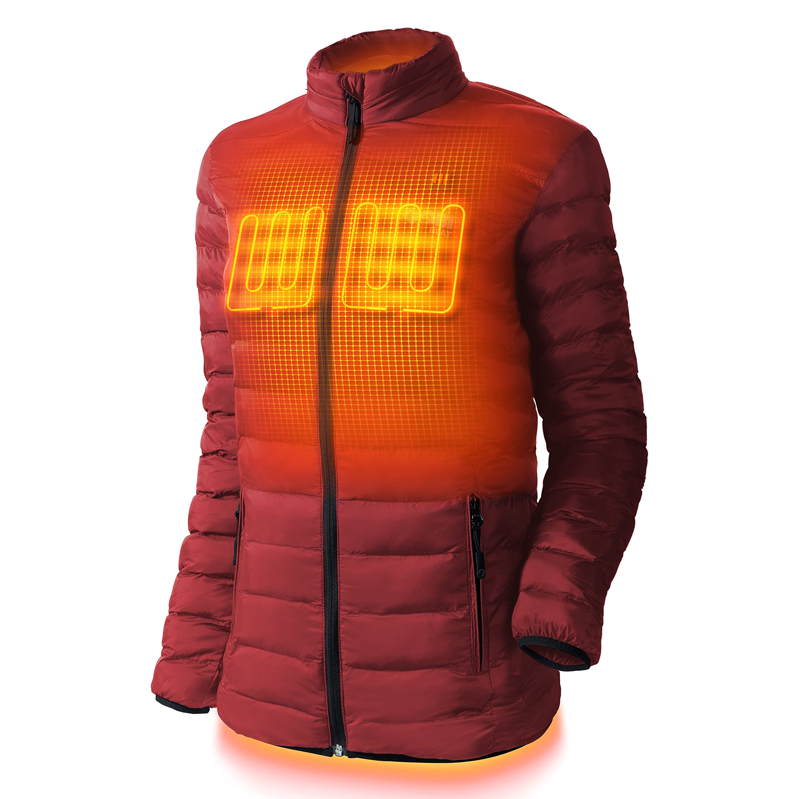 Wolf Women's Puffer Heated Jacket with 9-Hour Heating | Rechargeable Battery & Charger Included | Winter Outdoor Activities, Skiing, Hiking & Cold Weather Wear