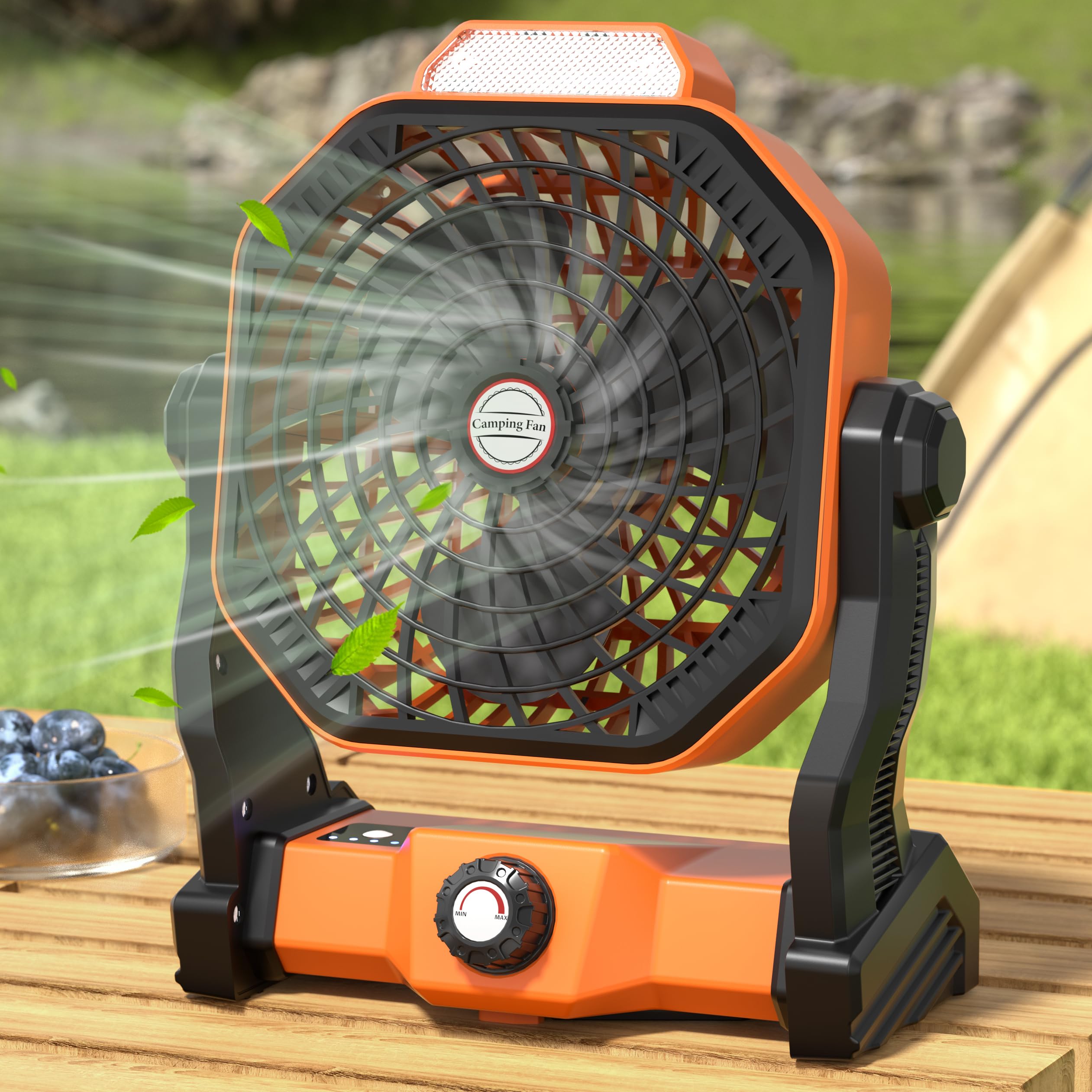 Rechargeable Camping Fan with LED Lantern - 10400mAh Battery Powered Portable Tent Fan for Outdoor Travel, Home, Office & Desk Use - Essential Personal Cooling Fan for Camping, Hiking & Emergency Situations