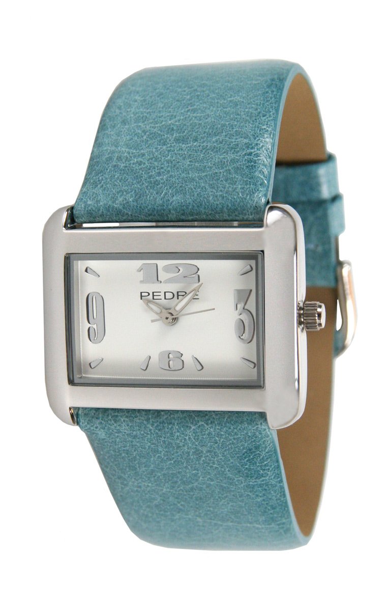 Pedre Women's Silver-Tone Watch with Distressed Turquoise Leather Strap - Fashionable Casual & Dressy Timepiece for Everyday Wear, Office, and Special Occasions #6315SX-Distressed Turquoise