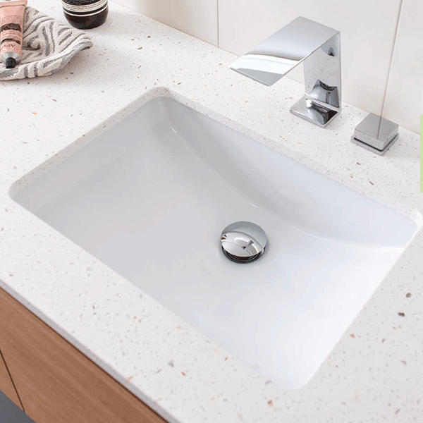 ADP Gravity 525 x 370mm White Undermount Bathroom Sink - Perfect for Modern Vanities & Small Space Bathroom Remodels