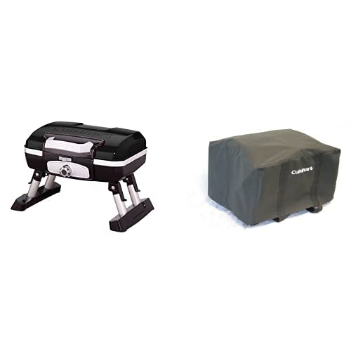 Cuisinart Portable Propane Gas Grill Set - Compact Tabletop Outdoor Grill with Tote Cover (Black) | Perfect for Camping, Picnics, Tailgating & Backyard BBQs