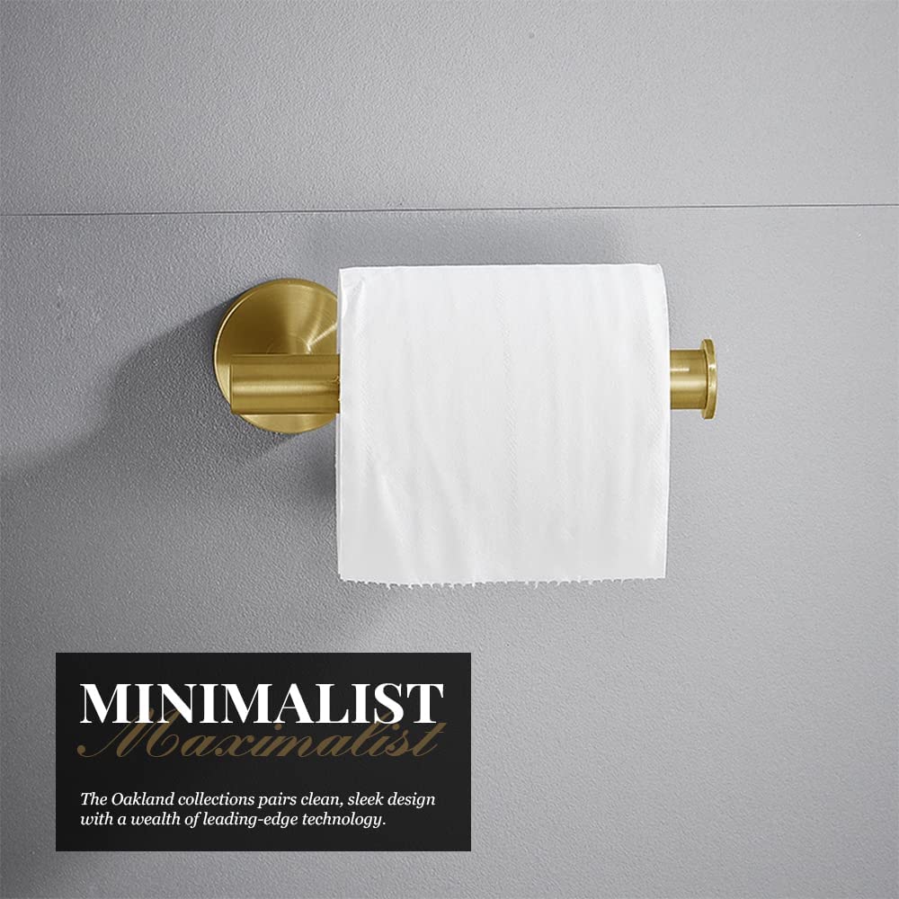 Brushed Gold Toilet Paper Holder - Modern Square Stainless Steel Wall Mount Bathroom Tissue Roll Holder (5.51 Inch) - Perfect for Contemporary Homes, Luxury Hotels & Spa Bathrooms