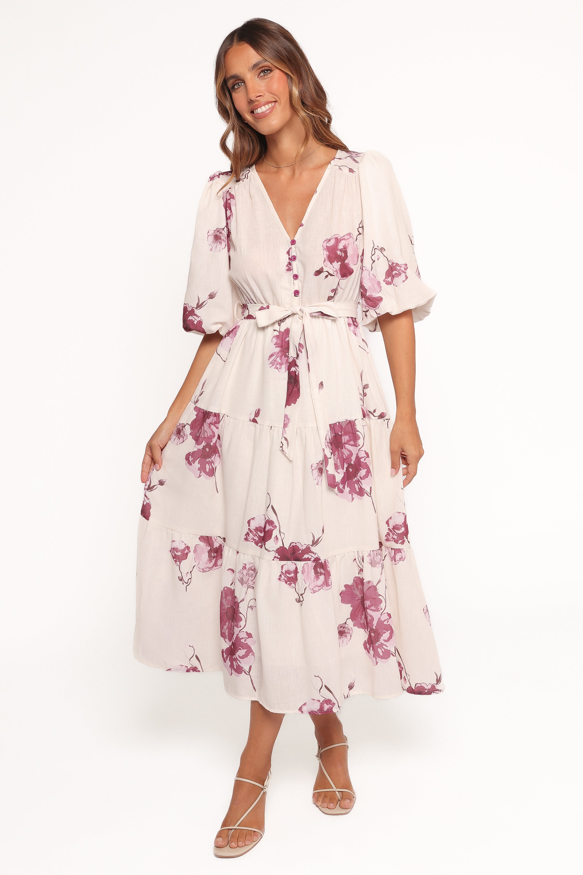Donovan Floral Midi Dress for Women - Elegant Summer Casual & Party Wear - Perfect for Weddings, Dates & Office Outfits