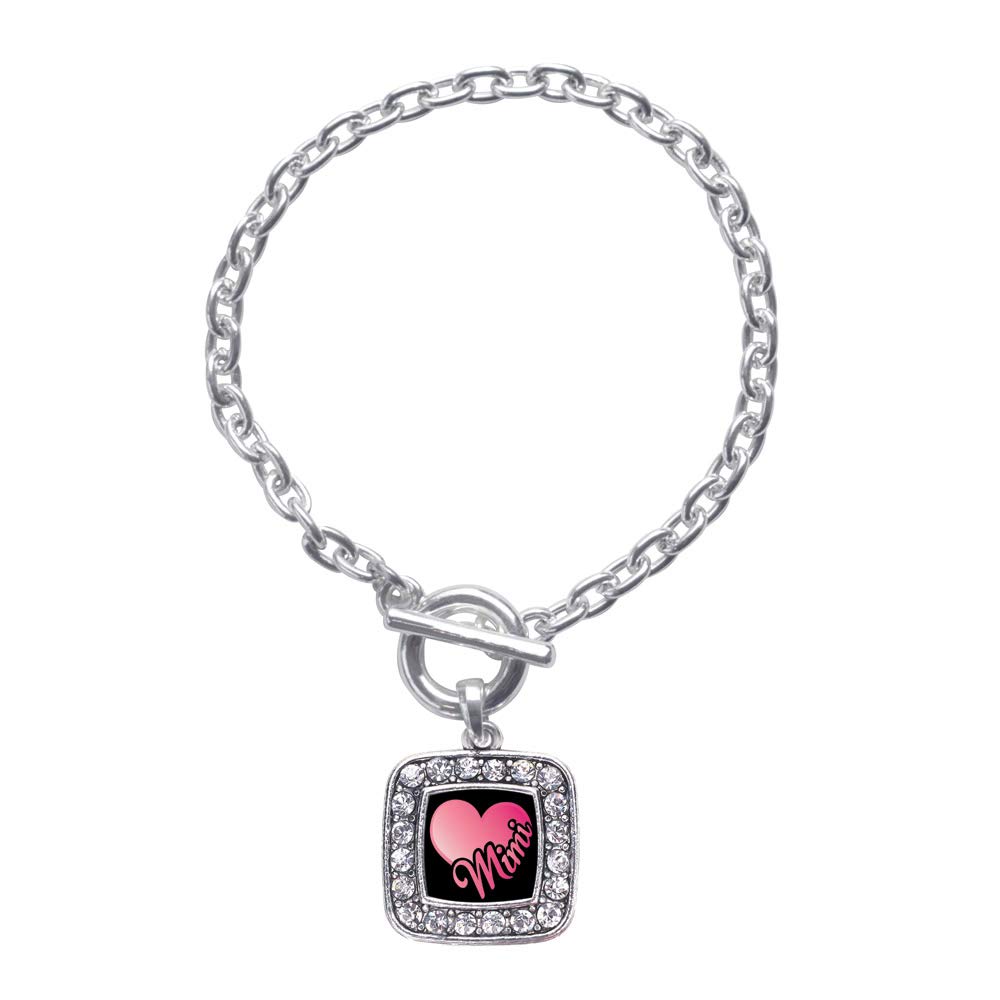 Elegant Silver Square Charm Toggle Bracelet with Cubic Zirconia - Dainty Adjustable Jewelry for Women - Perfect for Date Night, Wedding & Everyday Wear