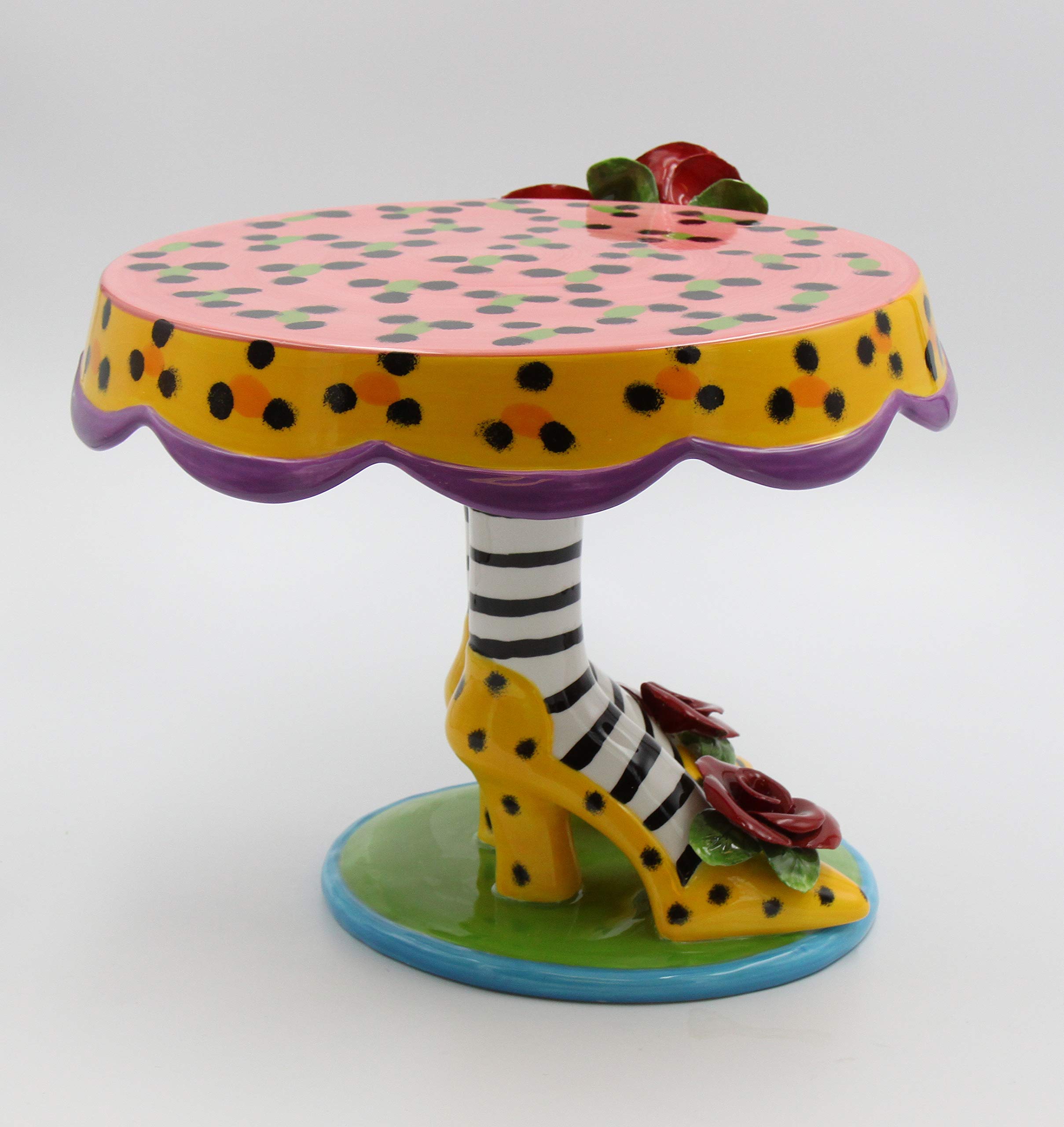 Babs Ceramic 10-Inch Pink Cake Stand for Desserts, Wedding Cakes, Cupcakes & Party Display - Elegant Sugar High Social Collection